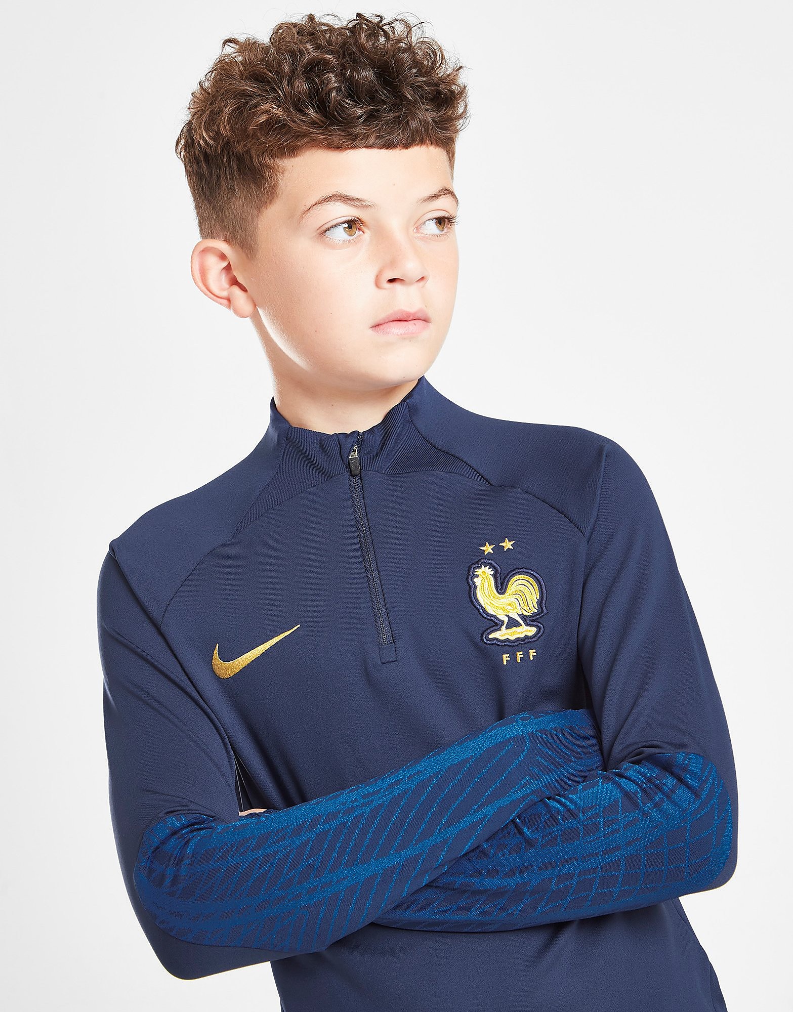 

Nike France Strike Drill Top Junior - Midnight Navy/Game Royal/Metallic Gold - Kids, Midnight Navy/Game Royal/Metallic Gold