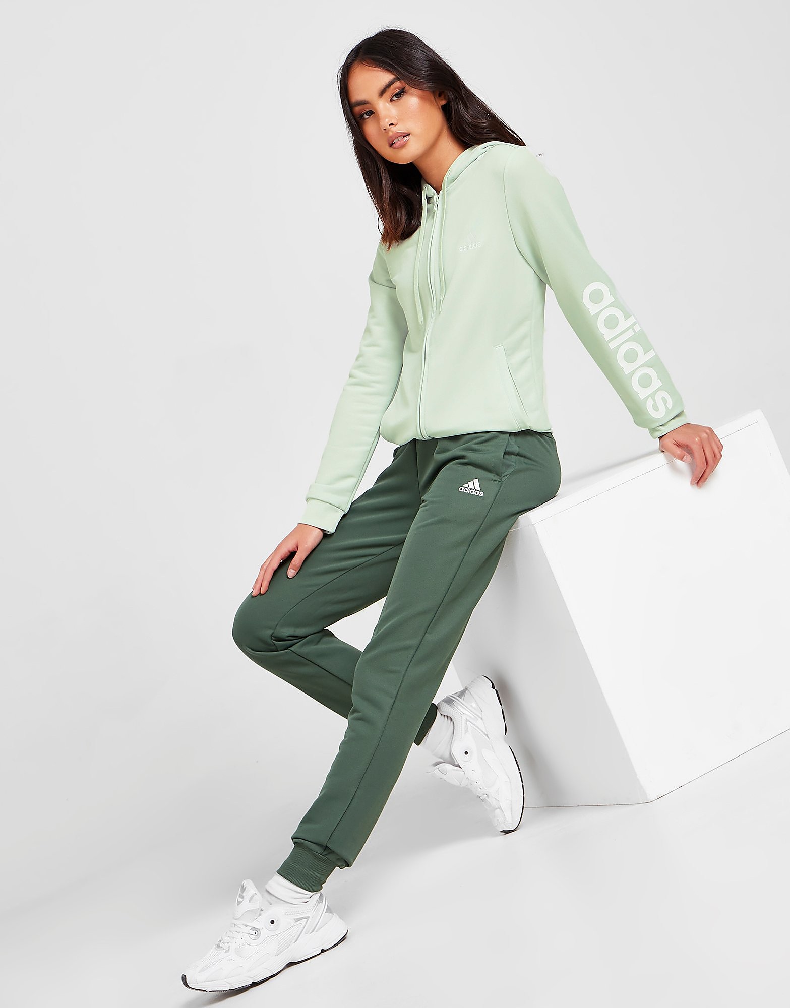 

adidas Linear French Terry Tracksuit - Linen Green / Green Oxide - Womens, Linen Green / Green Oxide