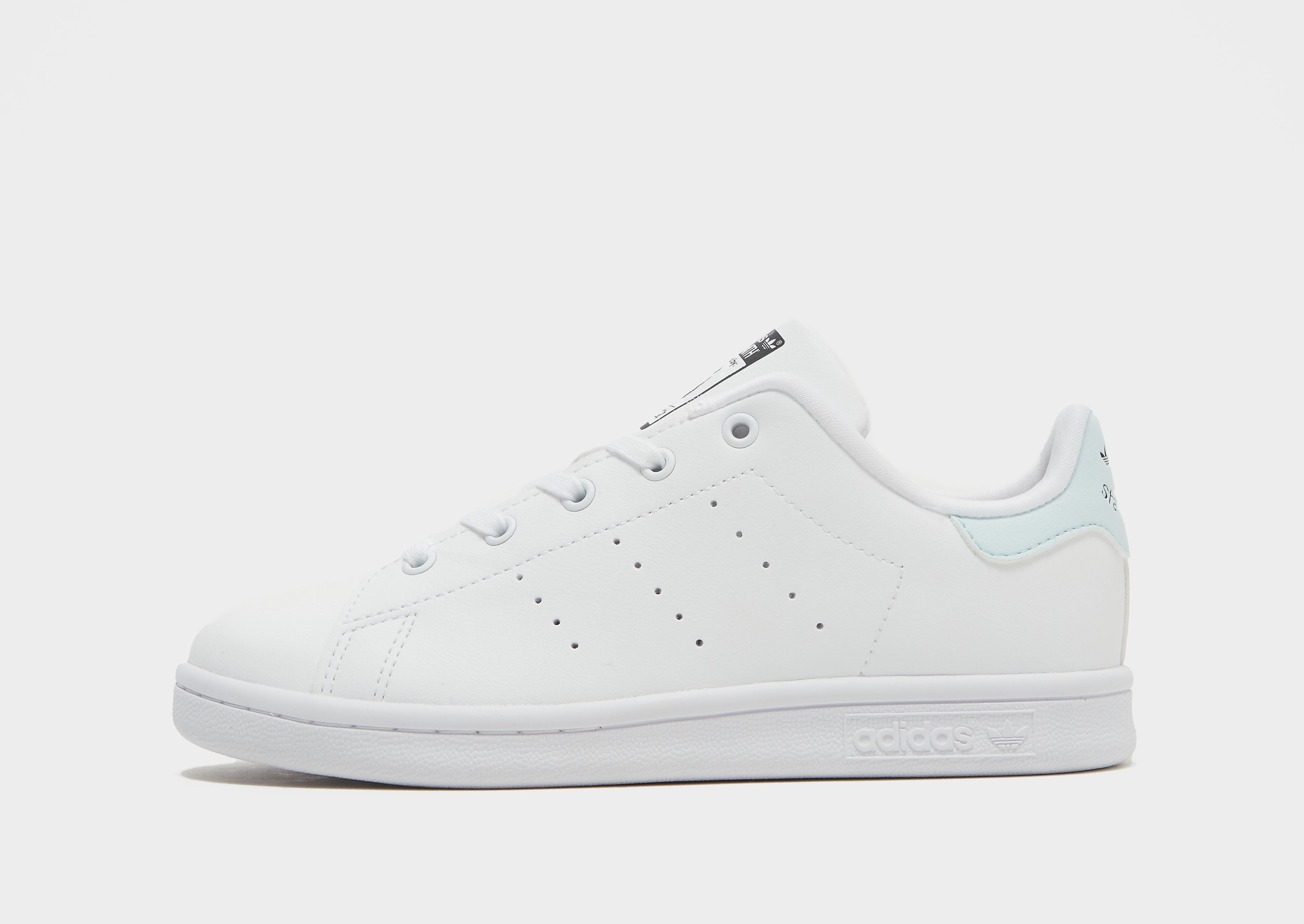 

adidas Originals Stan Smith Shoes - Cloud White / Almost Blue / Core Black - Kids, Cloud White / Almost Blue / Core Black