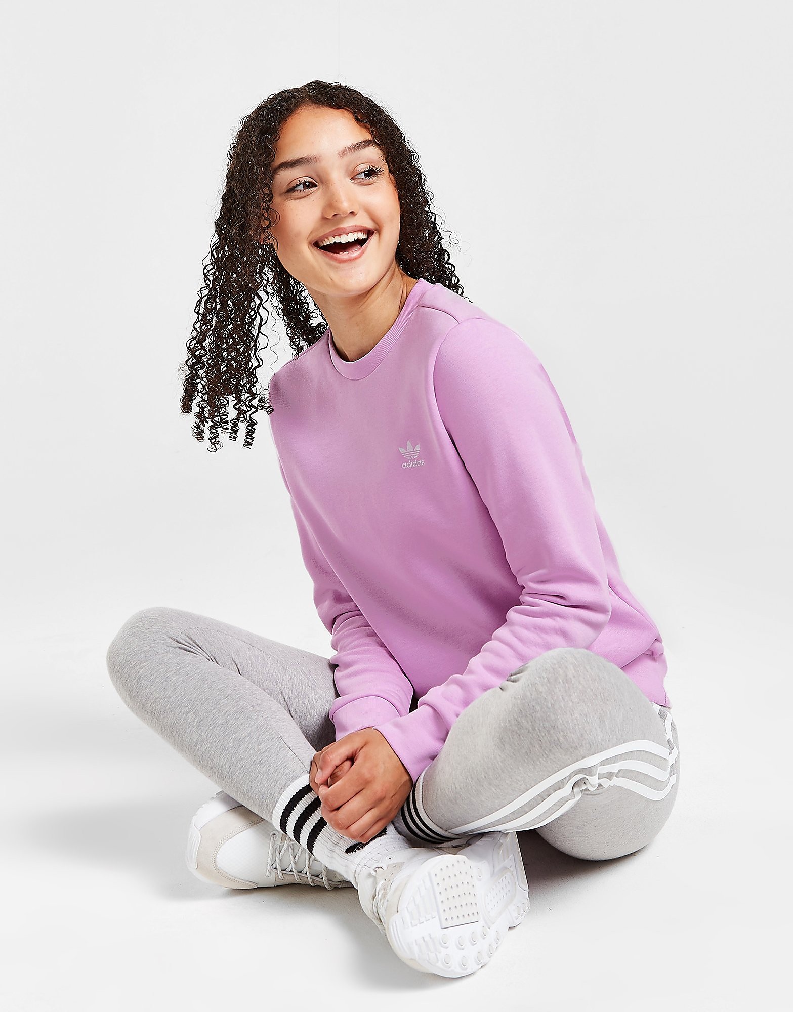 adidas Originals Girls' Adicolour Essential Crew Sweatshirt Junior, Lila