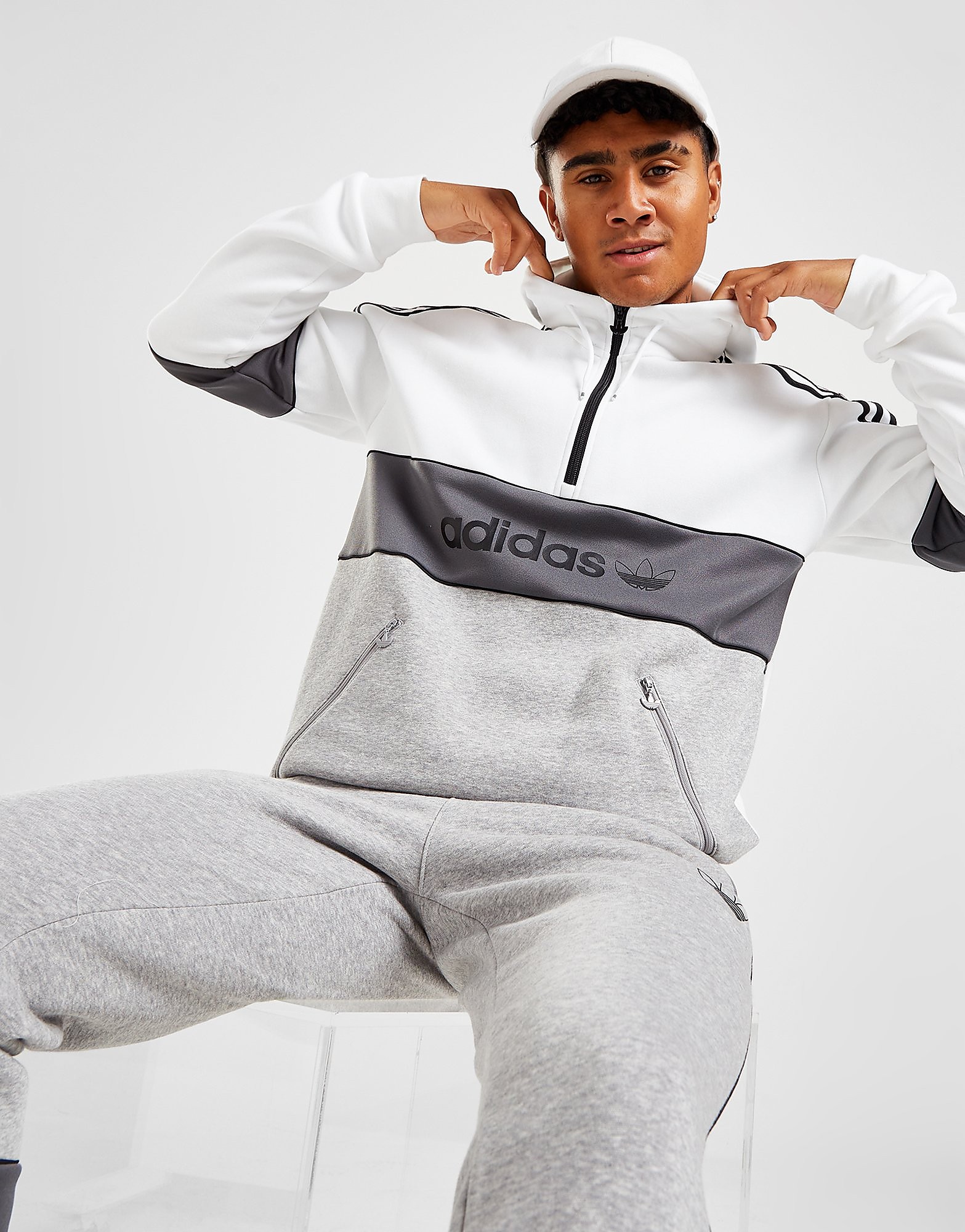 

adidas Originals Itasca 22 1/4 Zip Hoodie - Only at JD - White - Mens, White