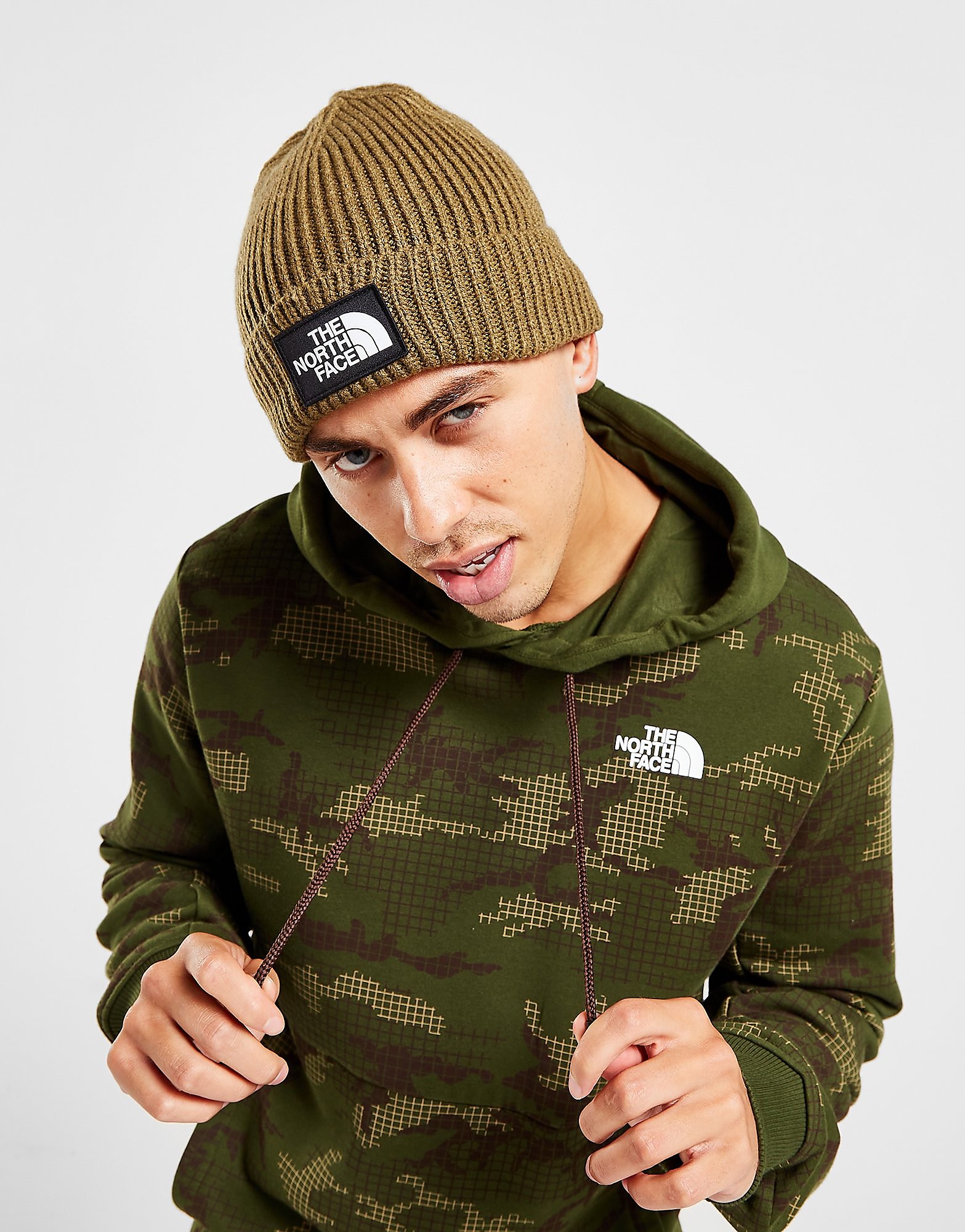 

The North Face Logo Box Cuffed Beanie - Green - Womens, Green