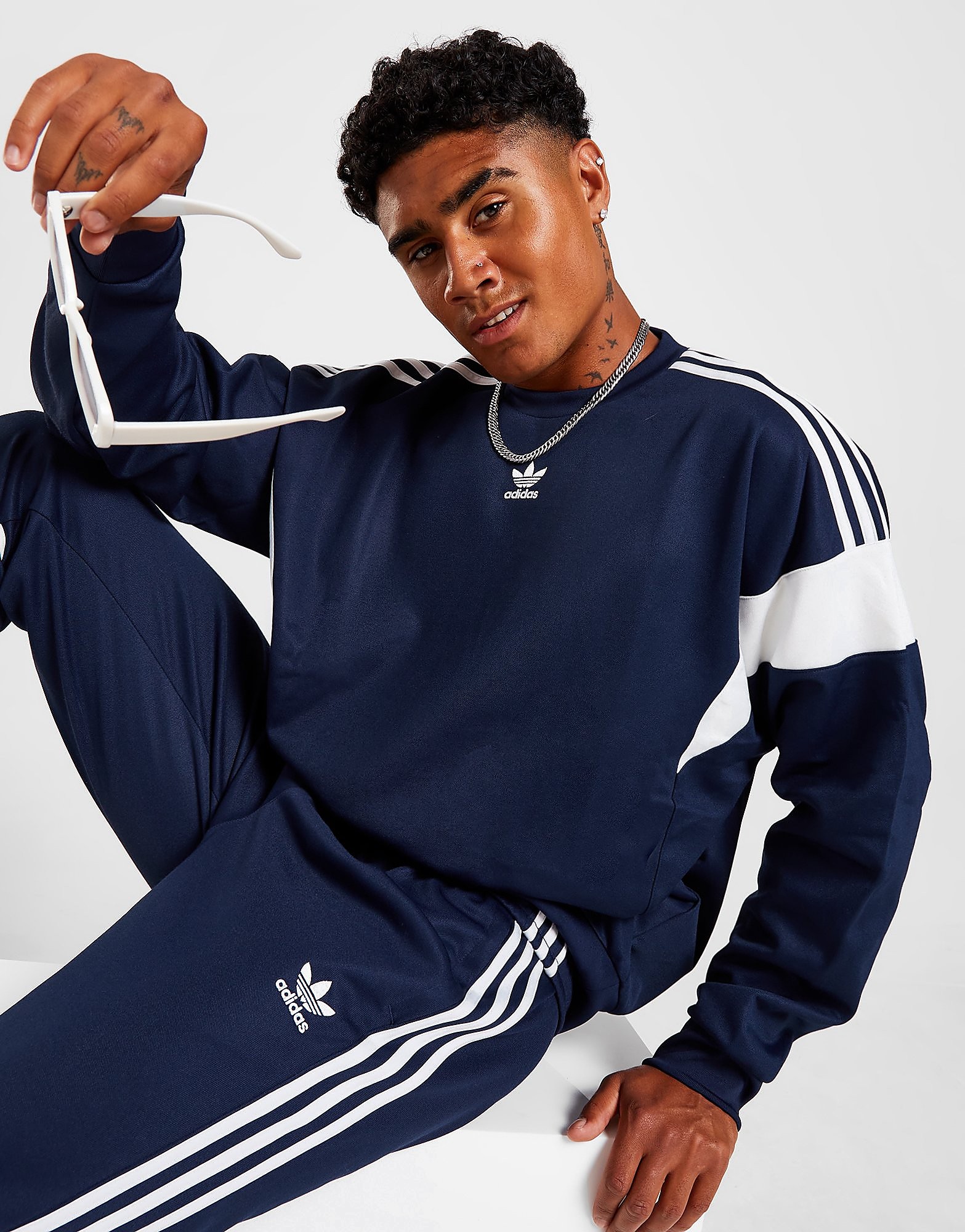 

adidas Originals Challenger Cutline Crew Sweatshirt - Only at JD - Night Indigo - Mens, Night Indigo