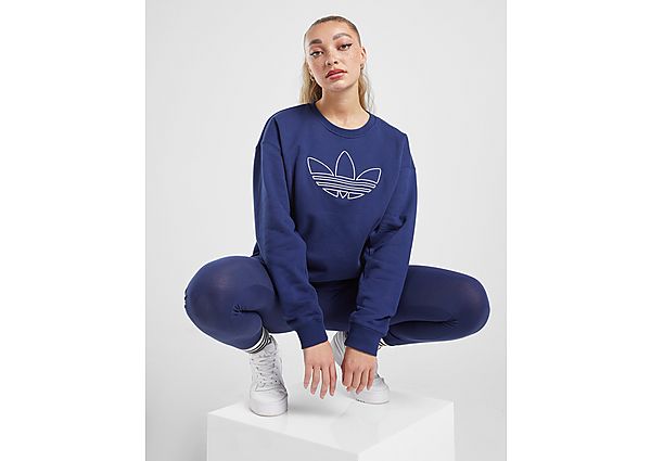 Adidas Originals Outline Trefoil Crew Sweatshirt - Night Sky - Womens, Night Sky