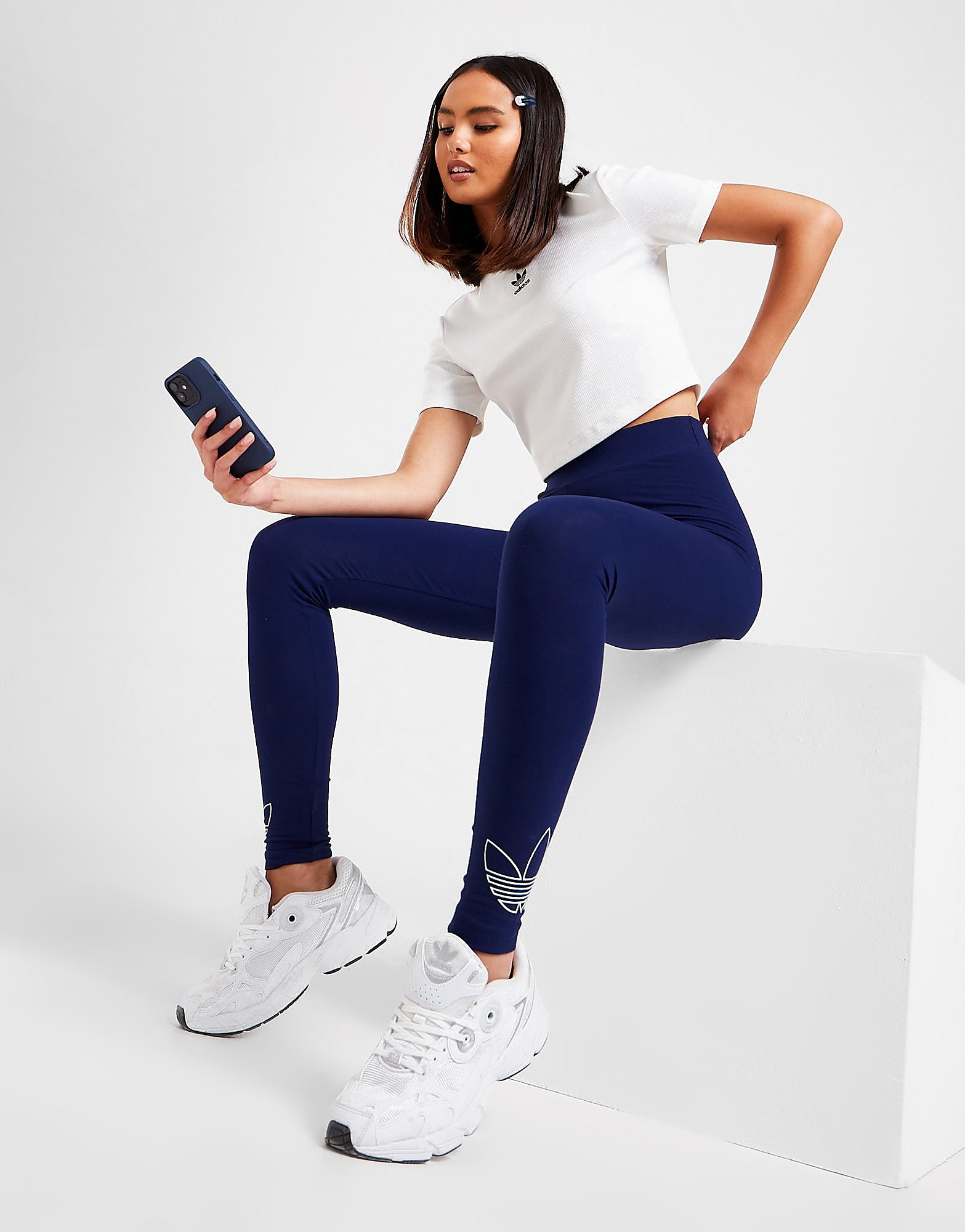 Adidas Originals Leggings Outline Trefoil - Azul - Womens, Azul