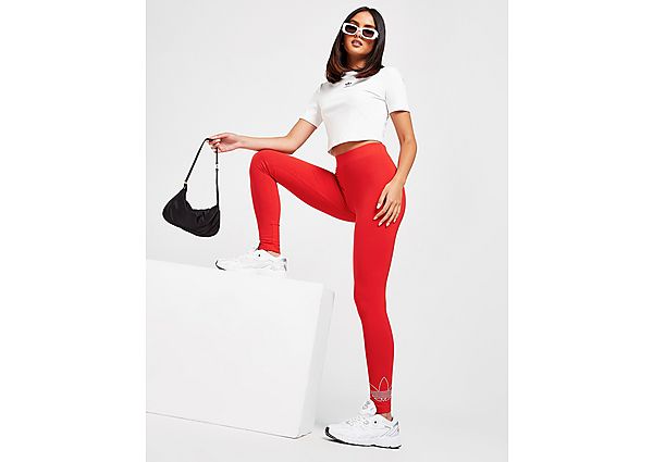 Adidas Originals Outline Trefoil Leggings - Vivid Red - Womens, Vivid Red