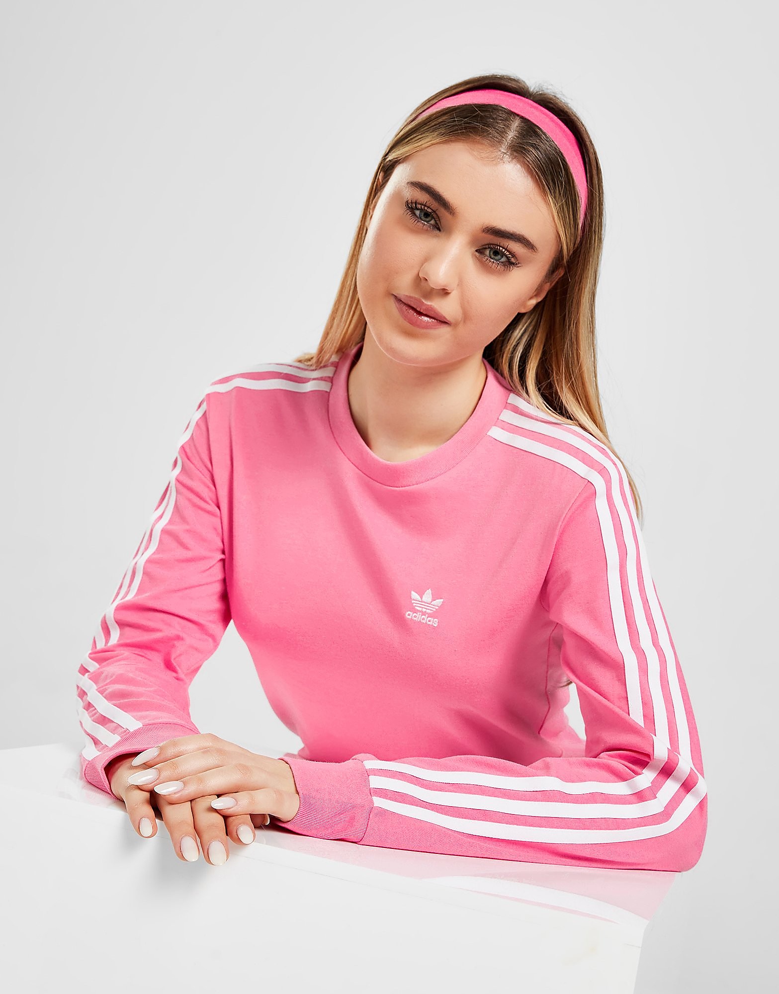 

adidas Originals 3-Stripes Long Sleeve California T-Shirt - Pink - Womens, Pink