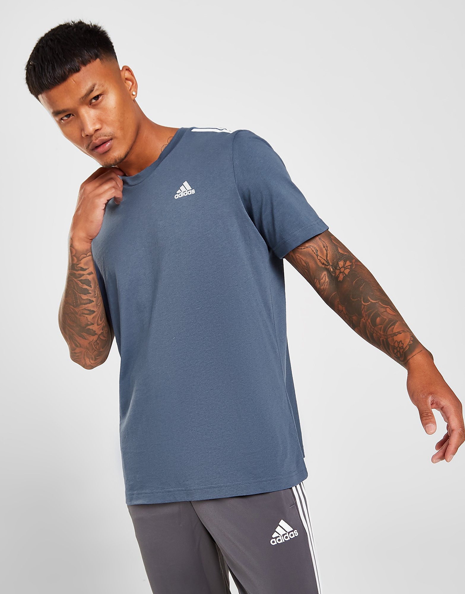 

adidas Badge of Sport 3-Stripes T-Shirt - Only at JD - BLUE/STL - Mens, BLUE/STL