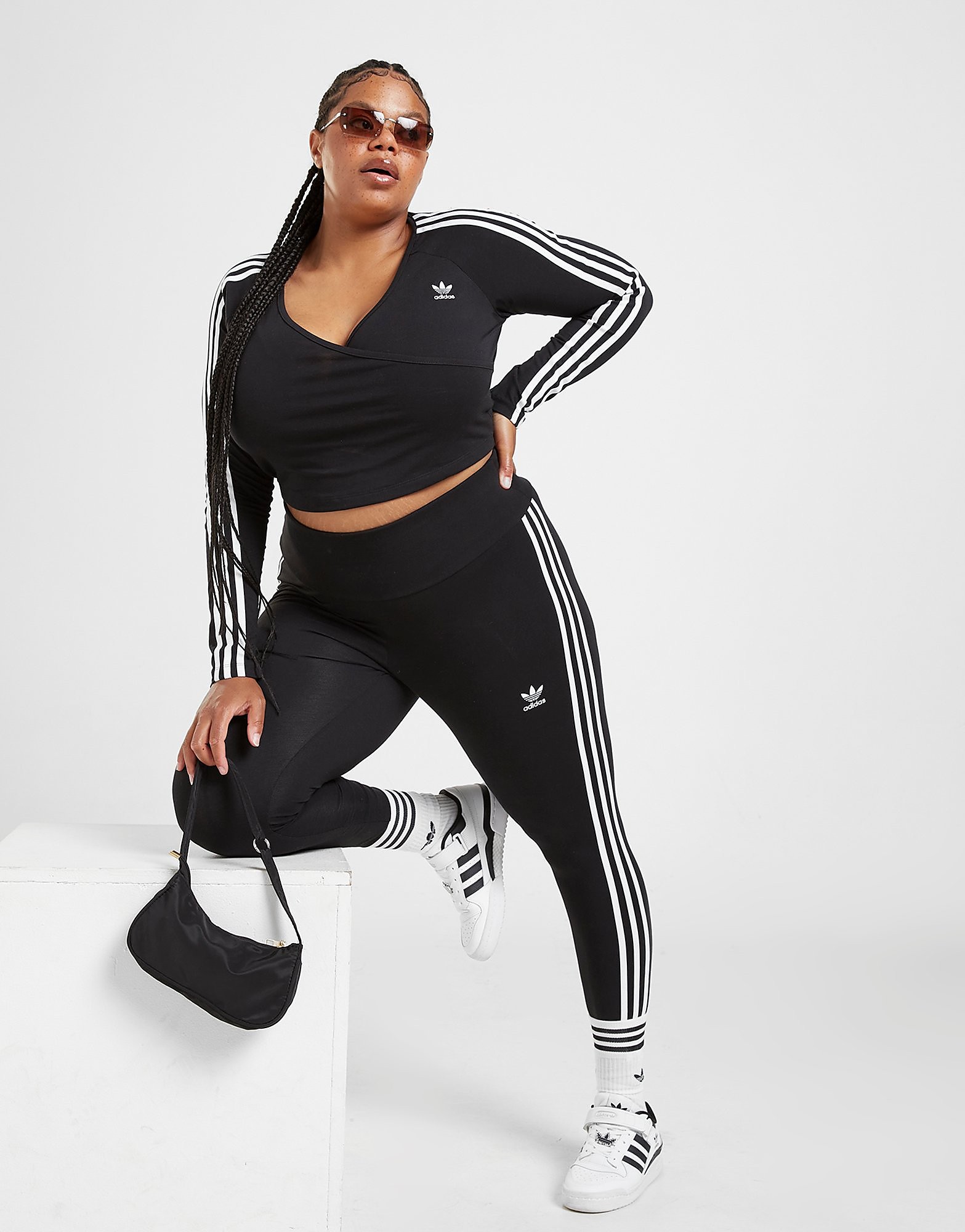 

adidas Originals Plus Size 3-Stripes Leggings - Black - Womens, Black