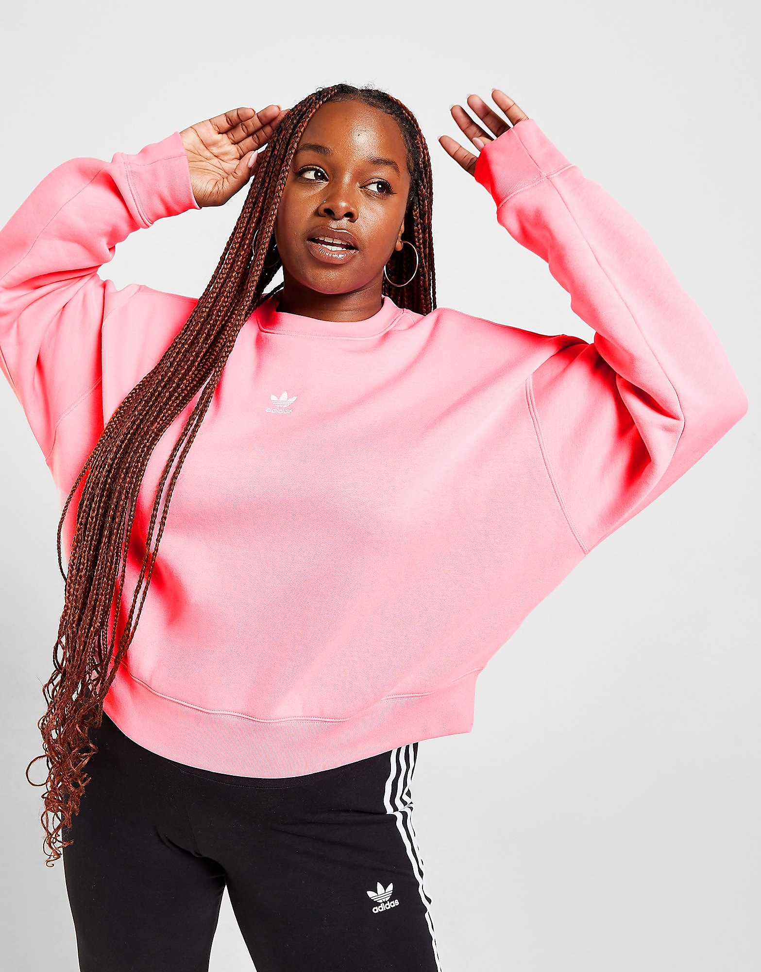 

adidas Originals Essential Fleece Plus Size Crew Sweatshirt - Pink - Womens, Pink