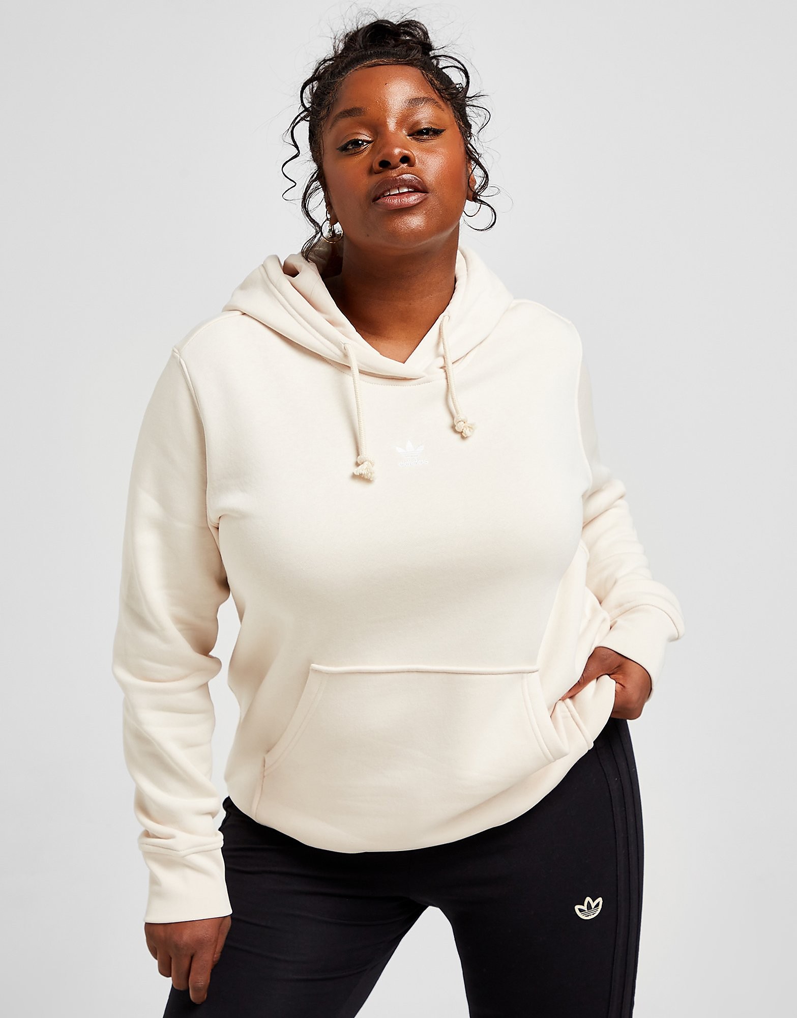 

adidas Originals Plus Size Trefoil Essential Overhead Hoodie - White - Womens, White
