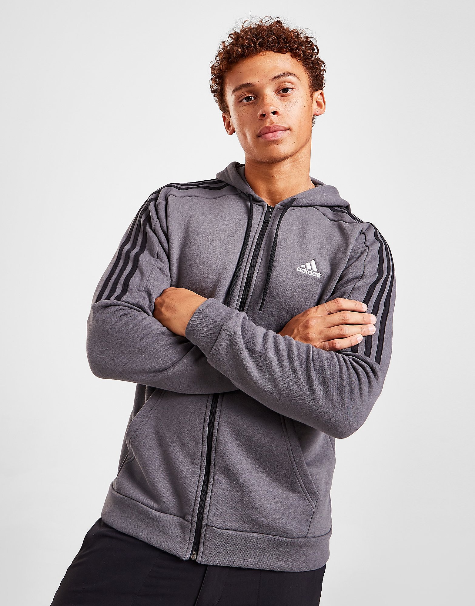 

adidas Energize Full Zip Hoodie - Only at JD - Grey/G5/BLK - Mens, Grey/G5/BLK
