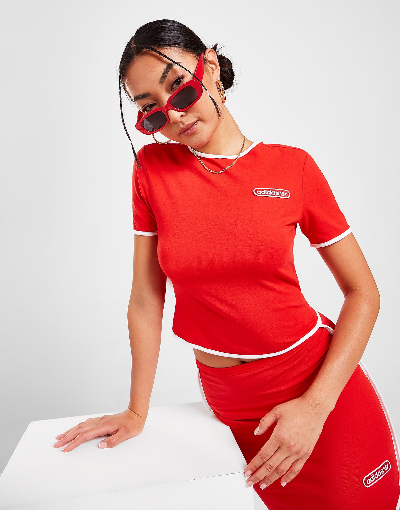 

adidas Originals Resort Crop T-Shirt - Vivid Red - Womens, Vivid Red