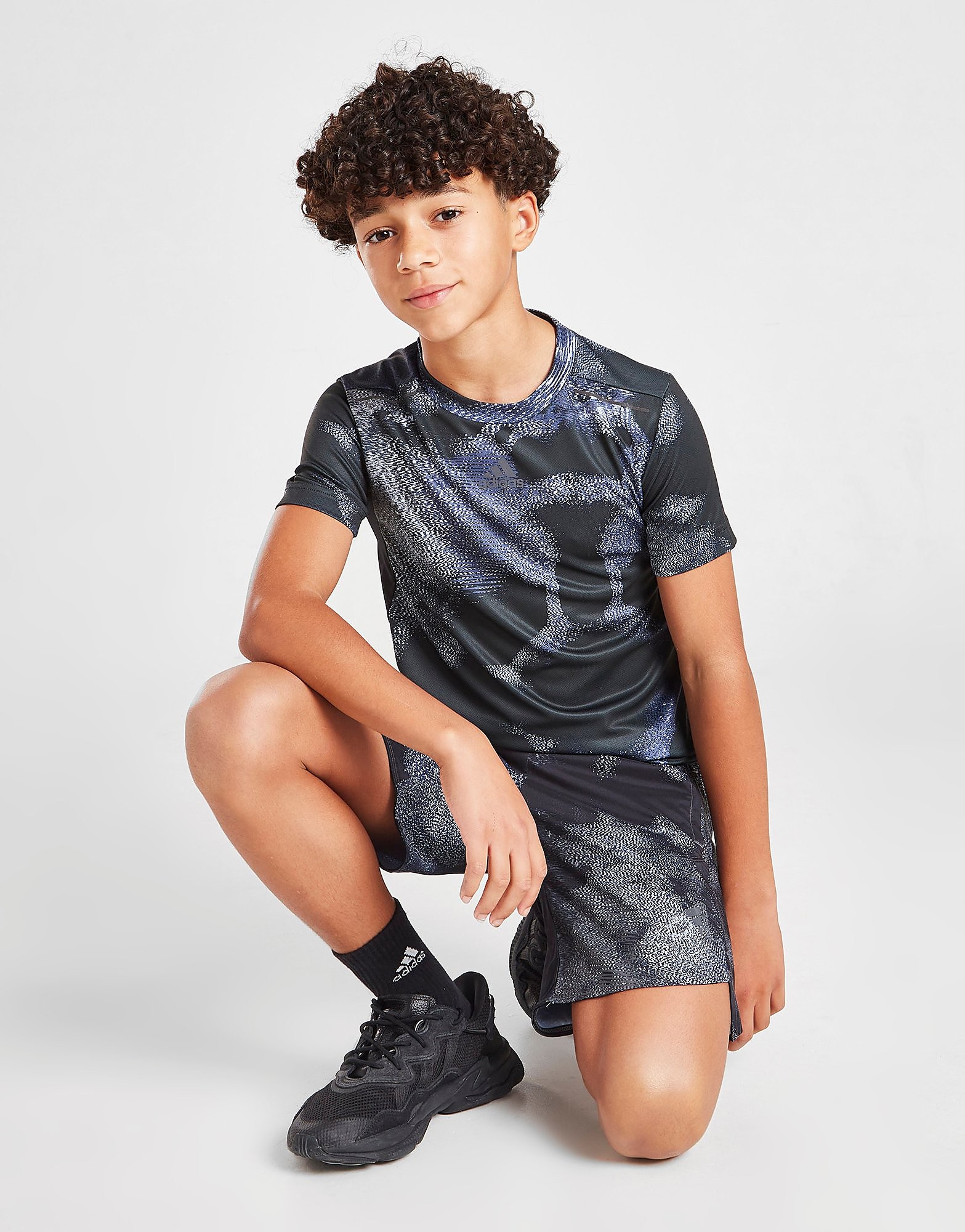 

adidas HIIT Training All Over Print T-Shirt Junior - White / Halo Silver / Grey Six / Legend Ink - Kids, White / Halo Silver / Grey Six / Legend Ink