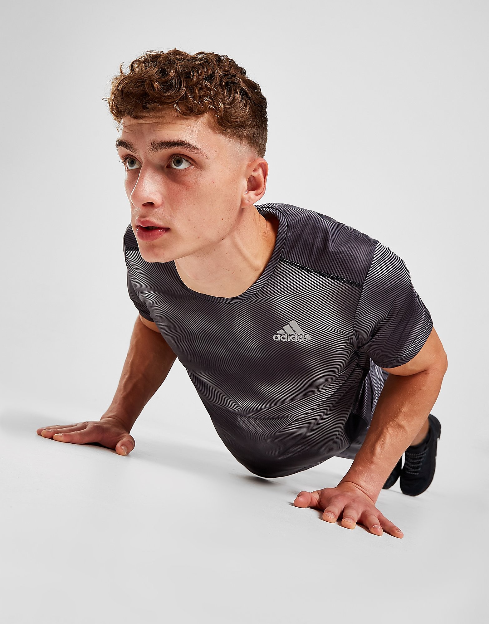 

adidas Own The Run All Over Print T-Shirt - Only at JD - Grey Six / Grey Two / Black - Womens, Grey Six / Grey Two / Black