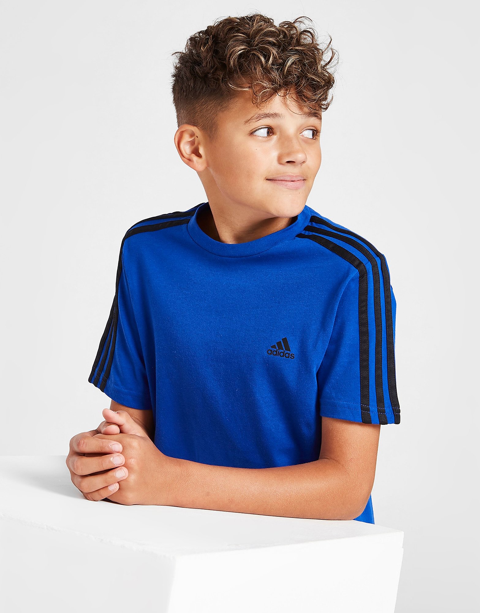 

adidas 3-Stripes T-Shirt Junior - Royal Blue / Black - Kids, Royal Blue / Black