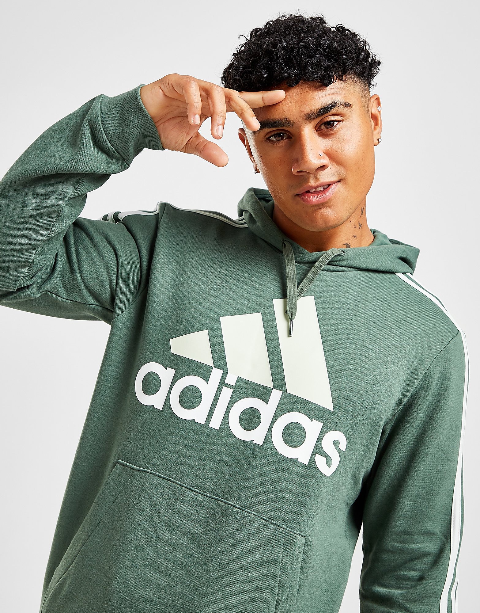 

adidas Badge of Sport Logo Hoodie - Green Oxide / Linen Green - Mens, Green Oxide / Linen Green