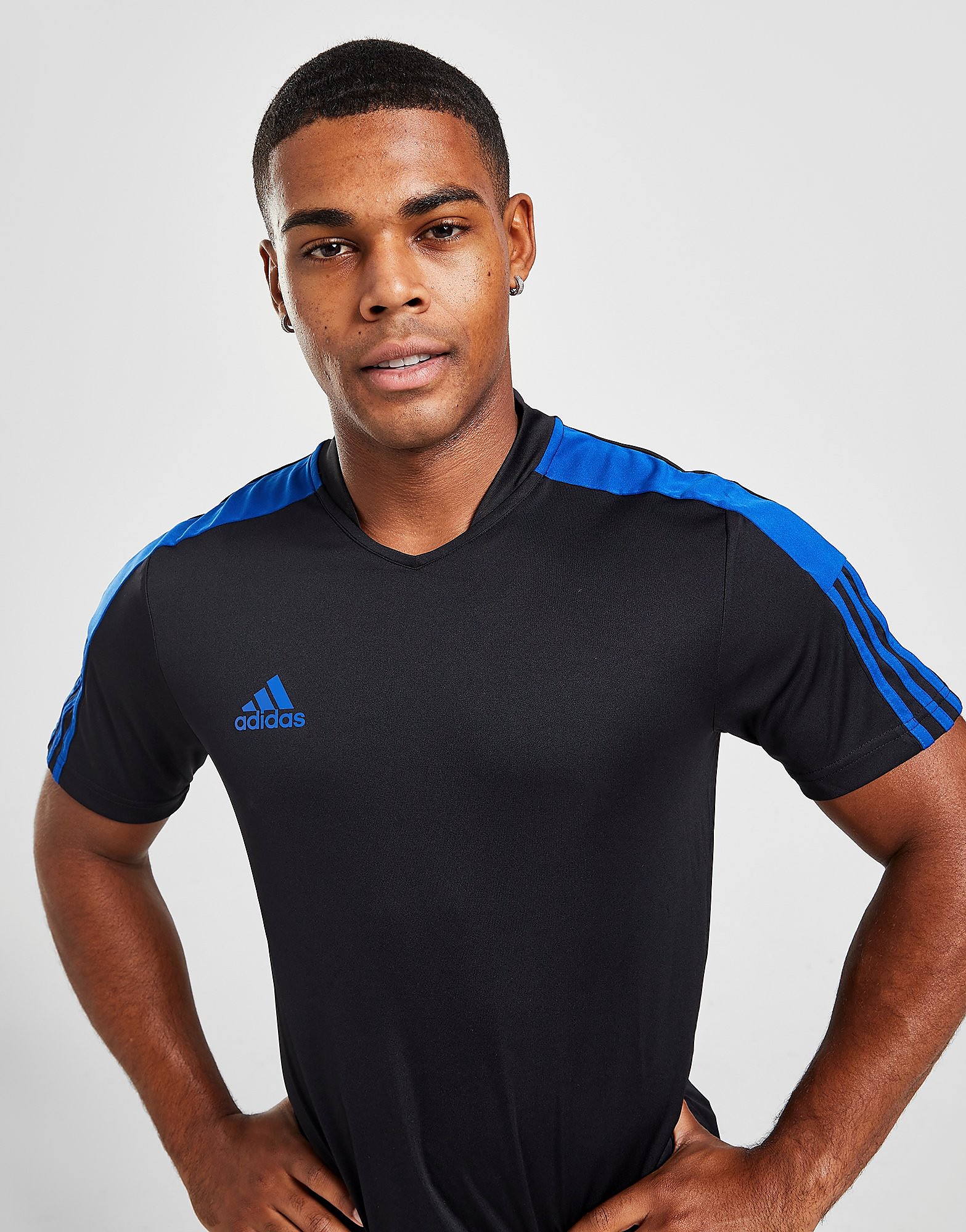 

adidas Tiro Essential T-Shirt - Black / Royal Blue - Mens, Black / Royal Blue
