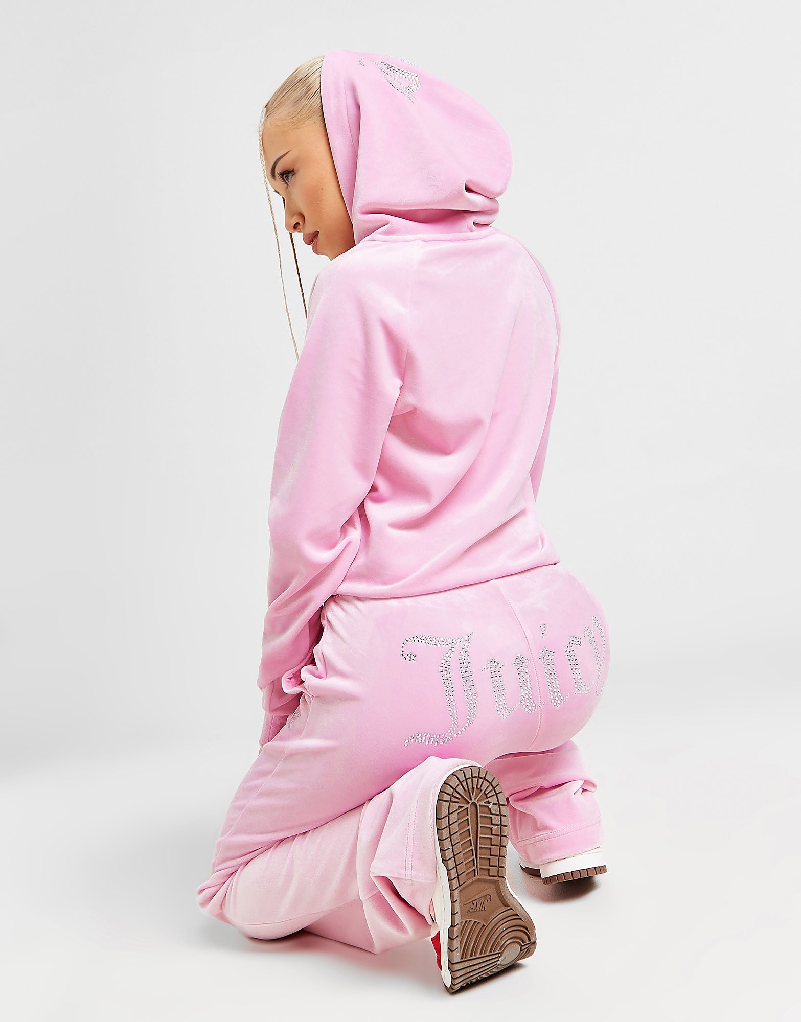 

JUICY COUTURE Diamante Velour Track Pants - Pink - Womens, Pink