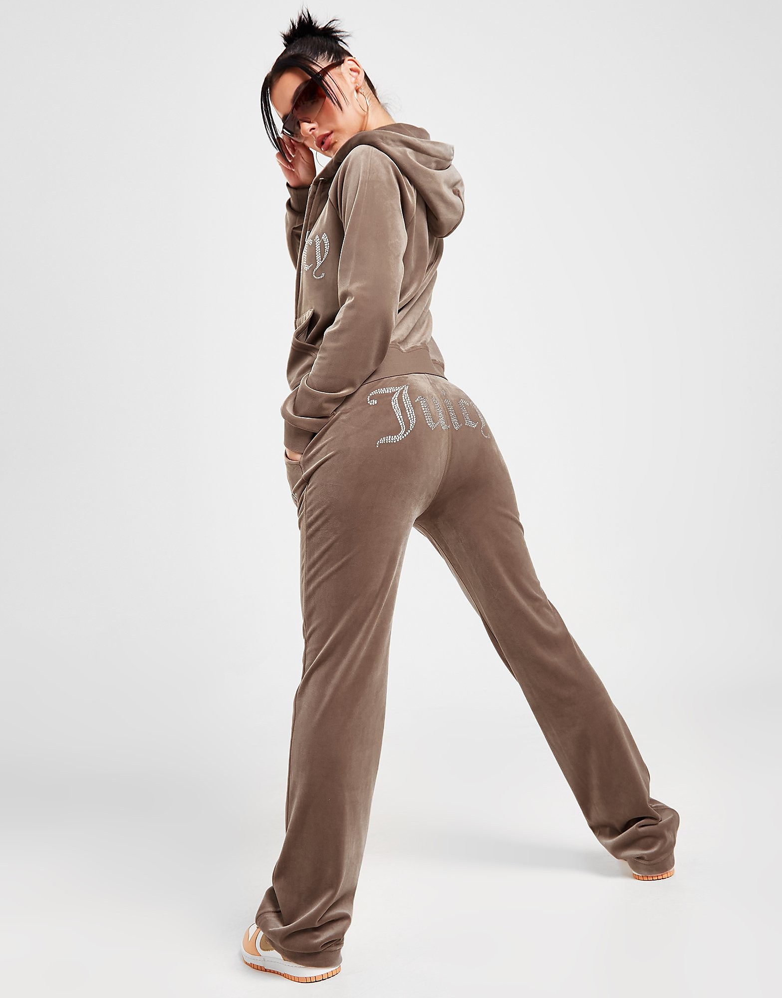 

JUICY COUTURE Diamante Velour Track Pants - Brown - Womens, Brown