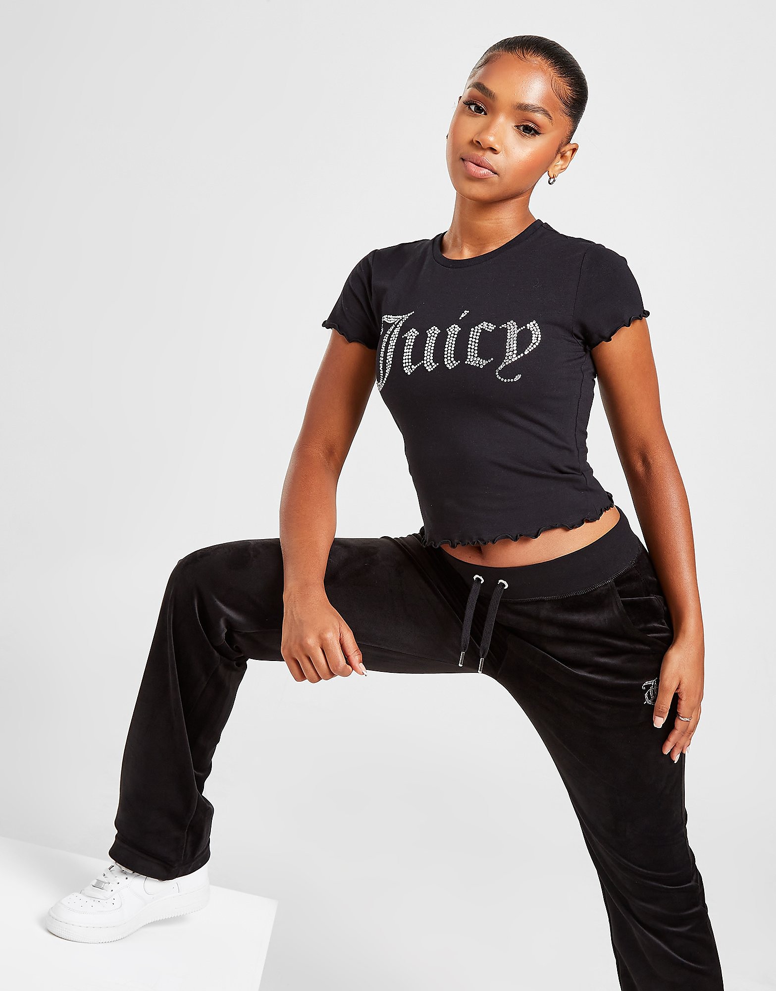 

JUICY COUTURE Diamante Slim T-Shirt - Black - Womens, Black