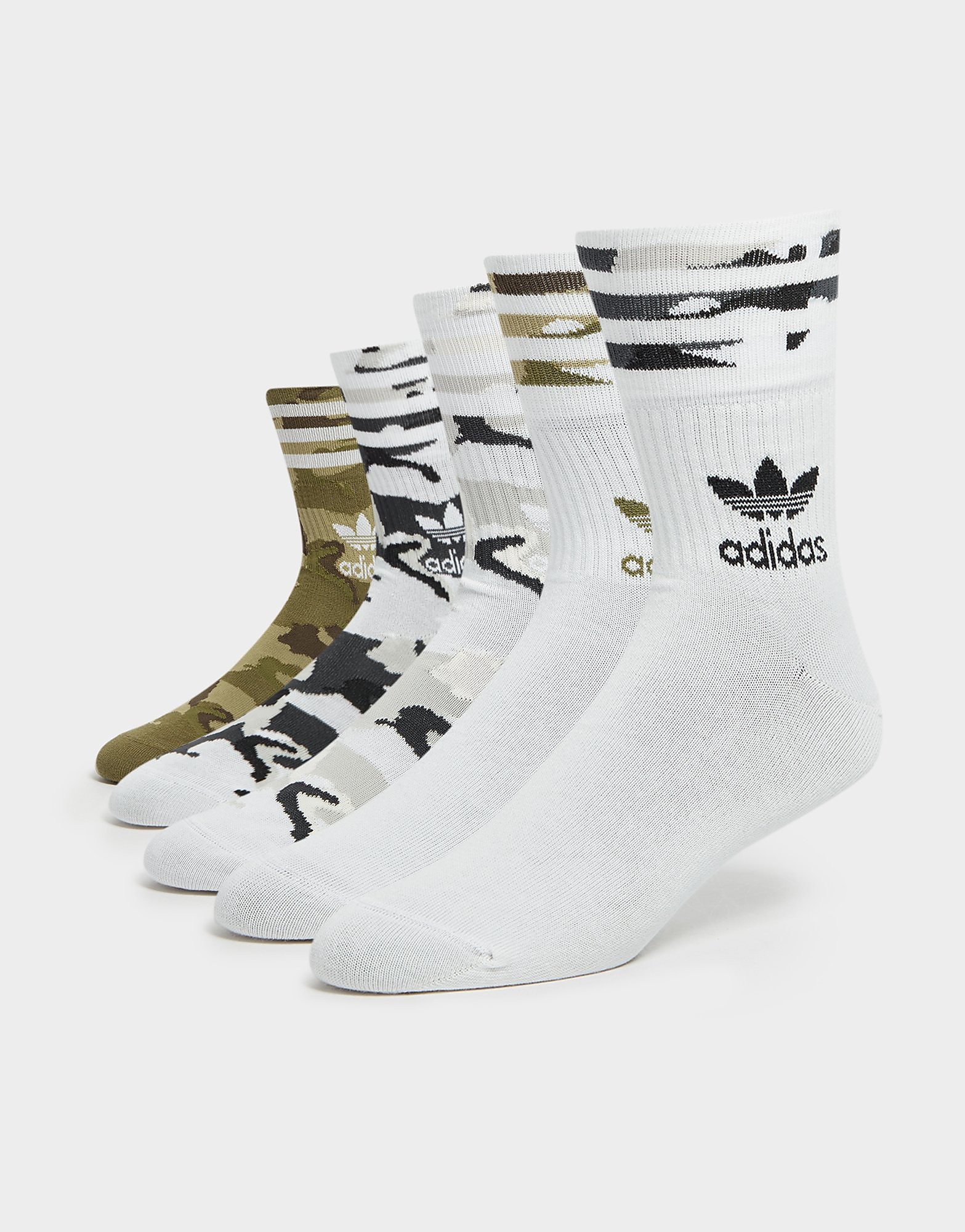 

adidas Originals 5-Pack Mid-Cut Crew Socks - White - Womens, White