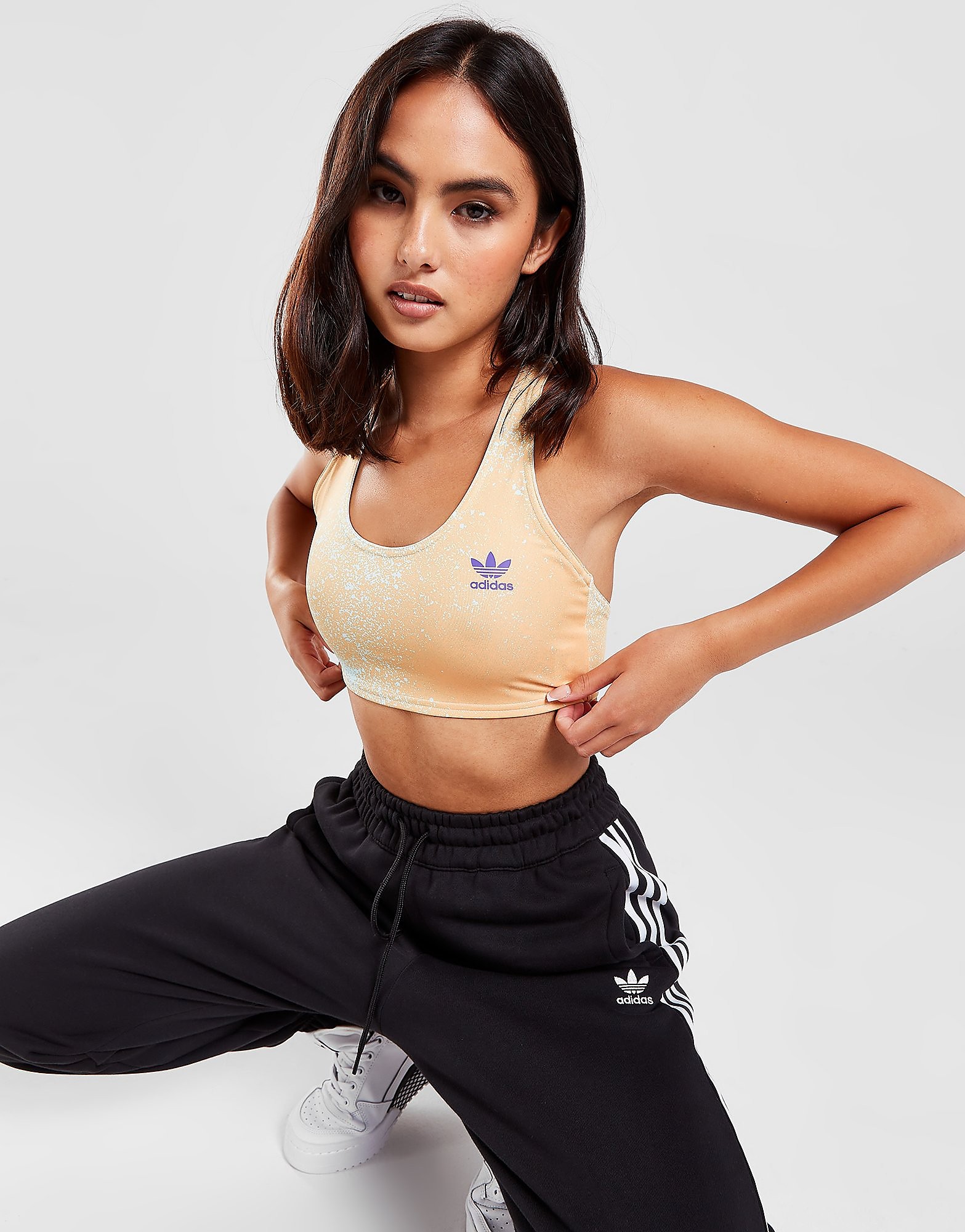 

adidas Originals Beach All Over Print Sports Bralette - Almost Blue / Hazy Orange - Womens, Almost Blue / Hazy Orange