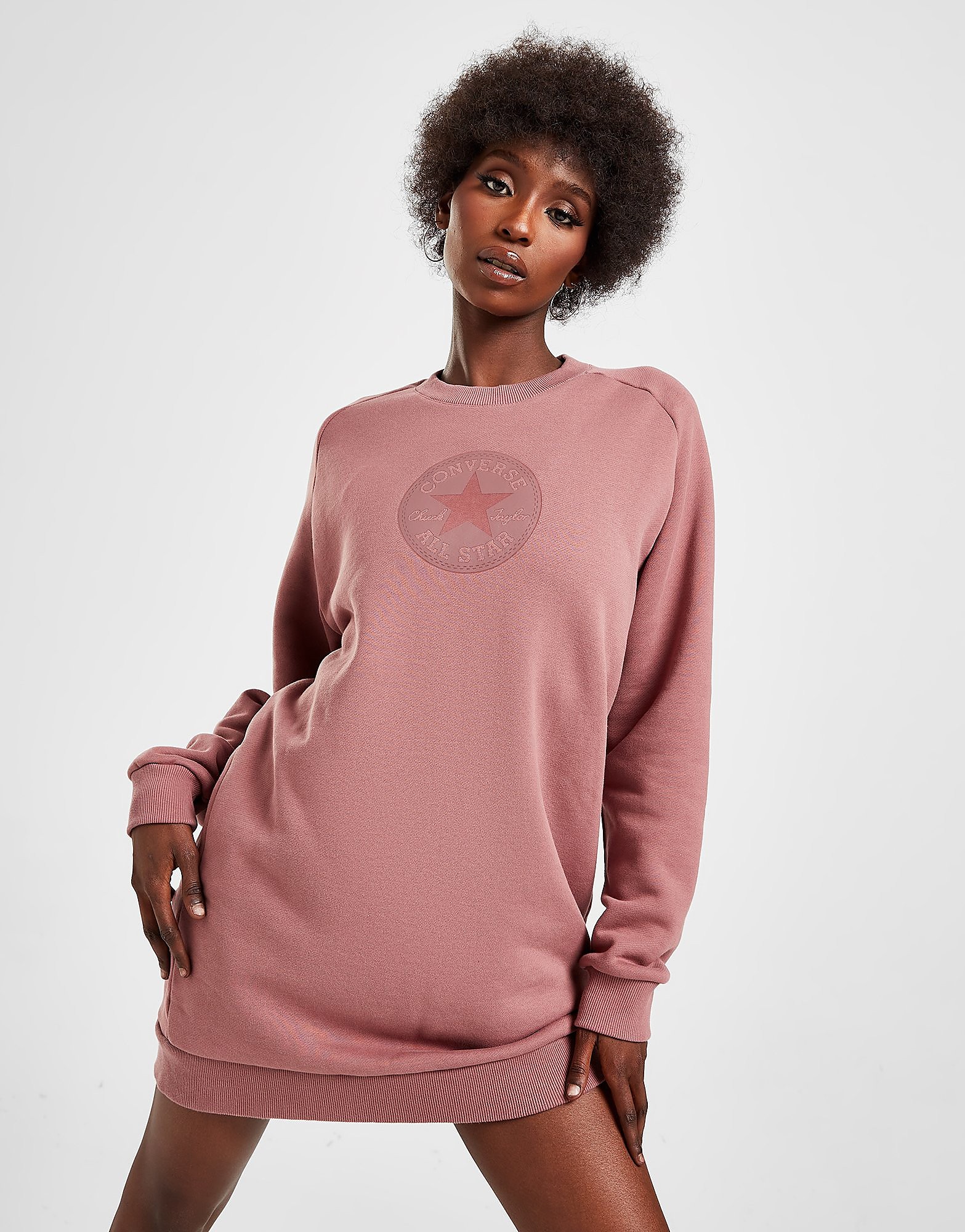 

Converse Chuck Patch Sweatshirt Dress - Pink - Womens, Pink