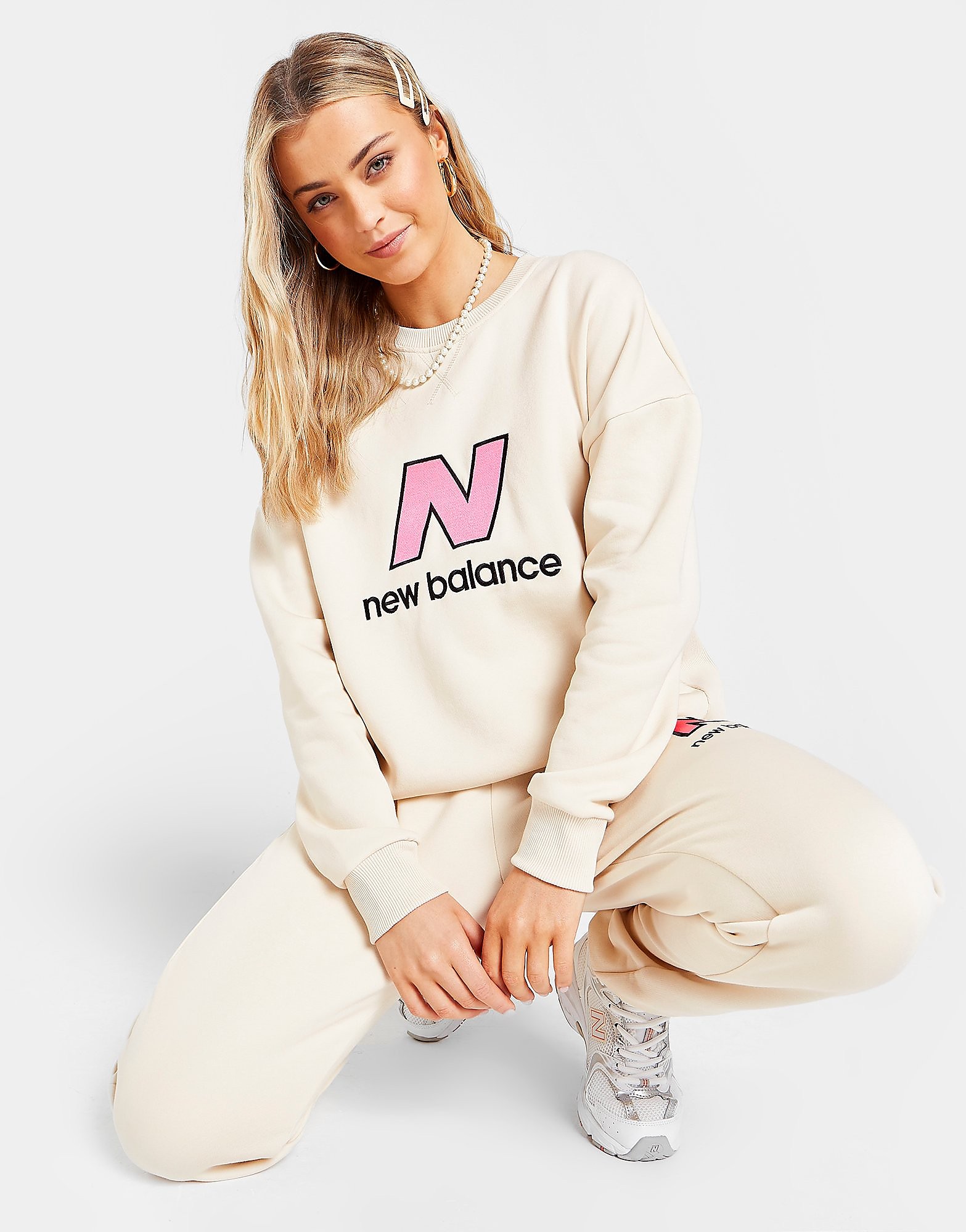 

New Balance Oversized Crew Sweatshirt - White - Womens, White