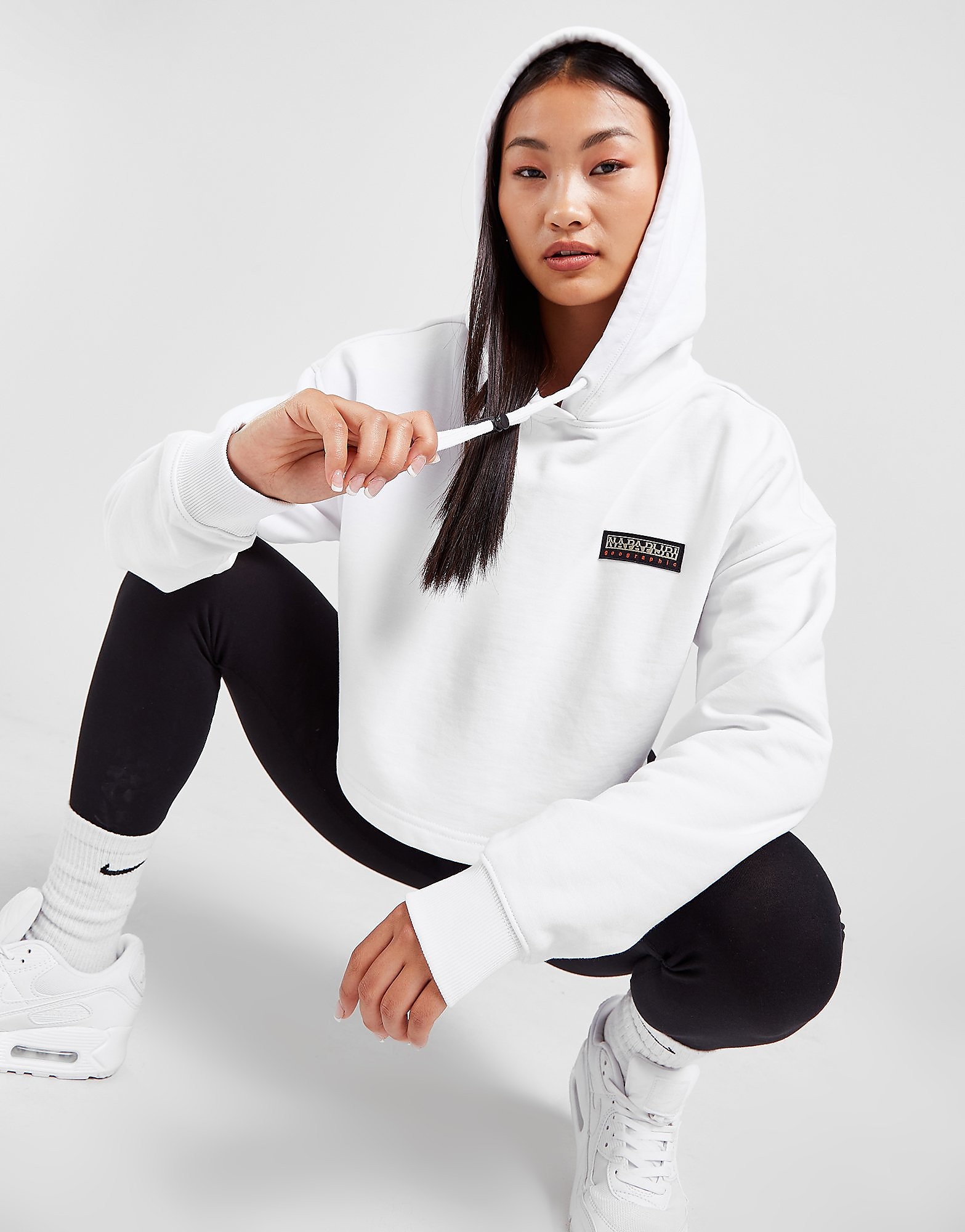 

Napapijri Back Graphic Crop Hoodie - White - Womens, White