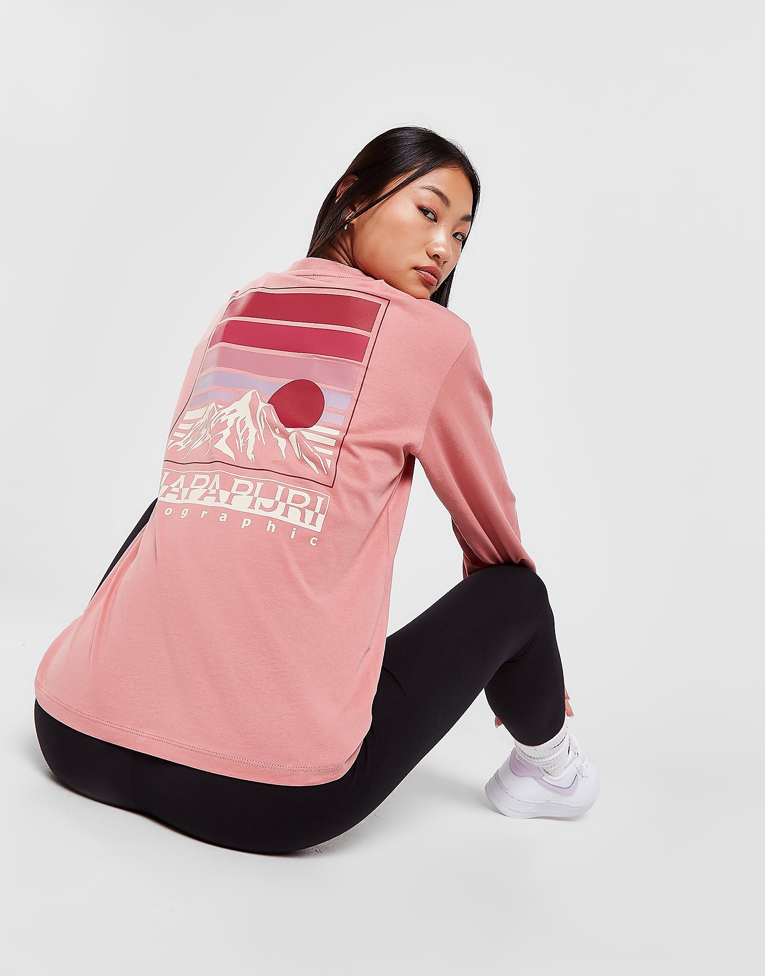 

Napapijri Back Graphic Long Sleeve T-Shirt - Pink - Womens, Pink