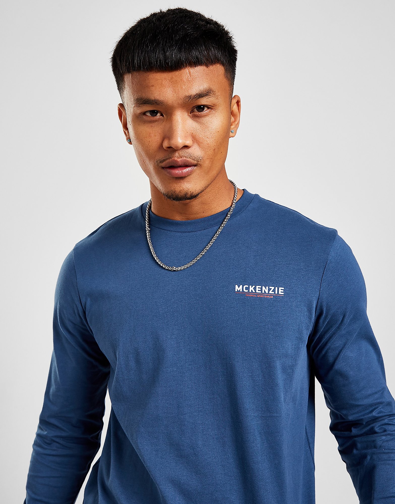 

McKenzie Essential Logo Long Sleeve T-Shirt - Only at JD - Blue - Mens, Blue