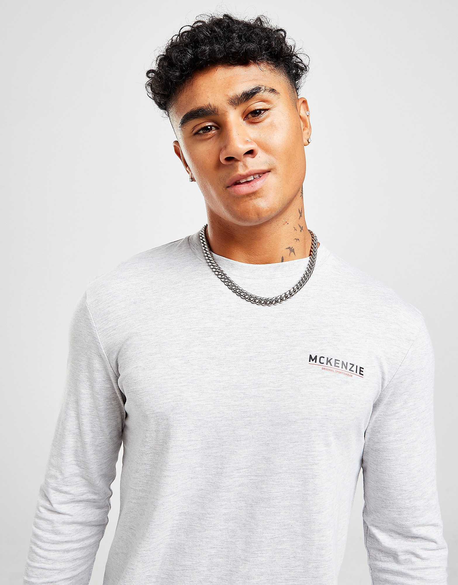 

McKenzie Essential Logo Long Sleeve T-Shirt - Only at JD - Grey - Mens, Grey