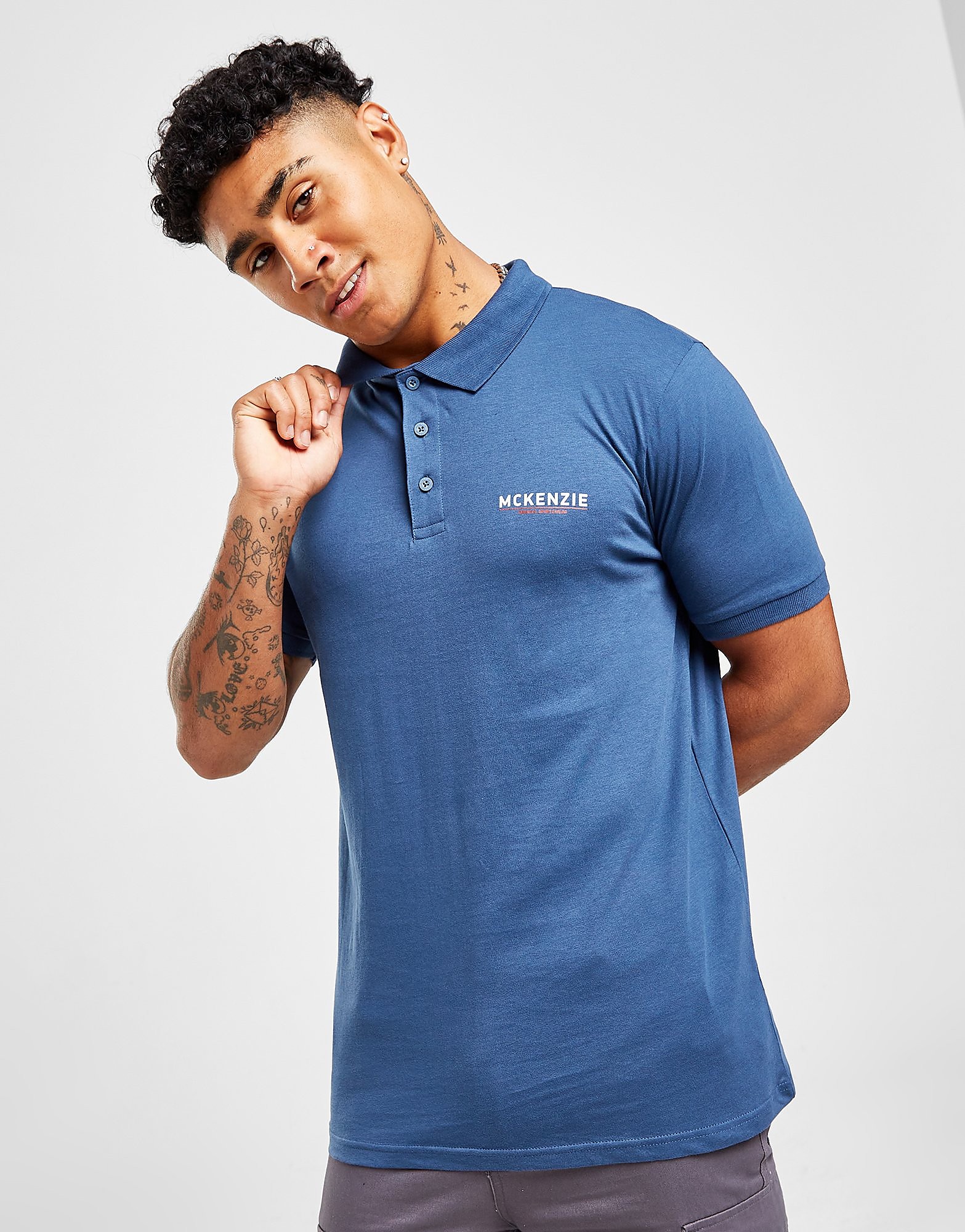 

McKenzie Essential Logo Polo Shirt - Only at JD - Blue - Mens, Blue