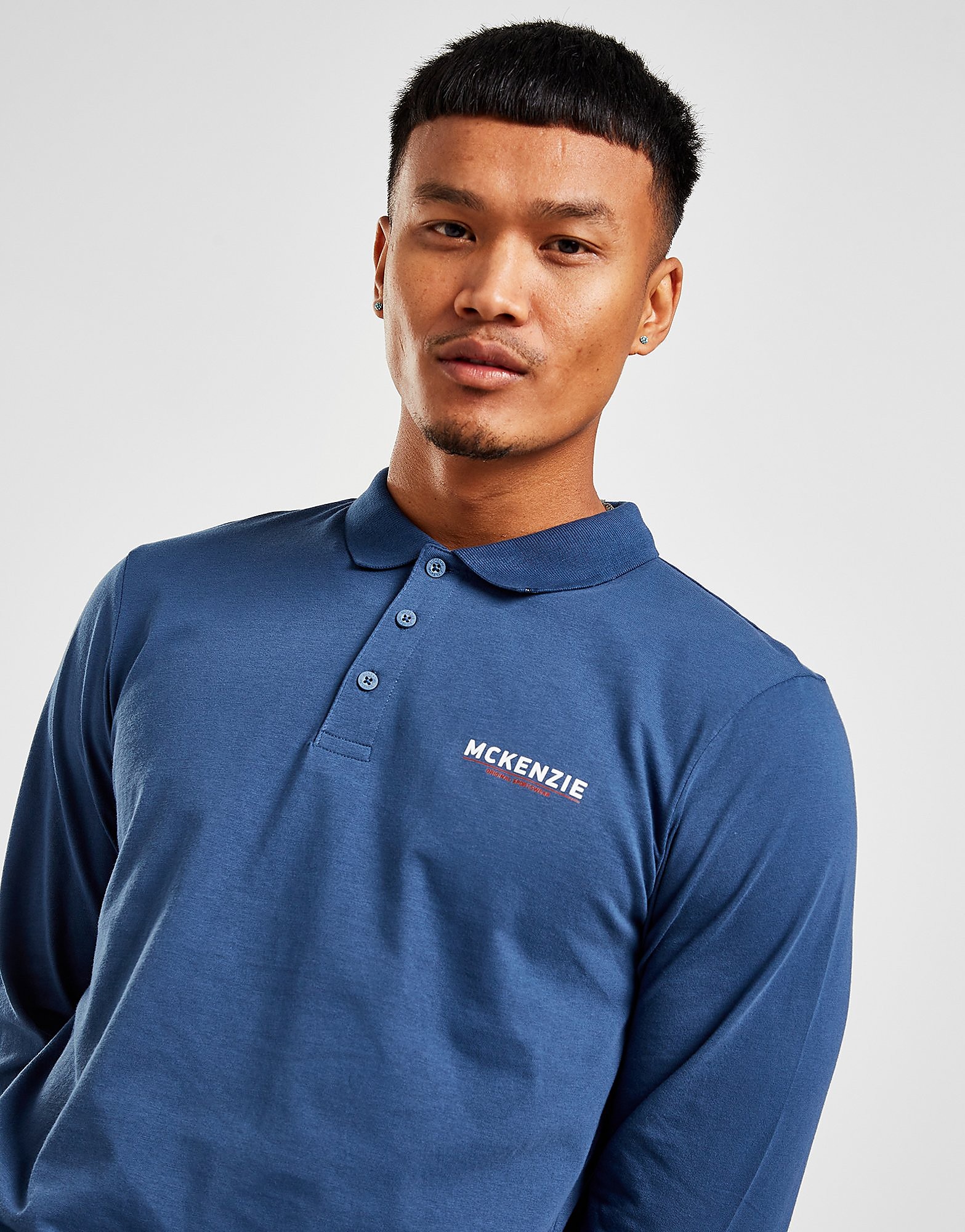 

McKenzie Essential Logo Long Sleeve Polo Shirt - Only at JD - Blue - Mens, Blue