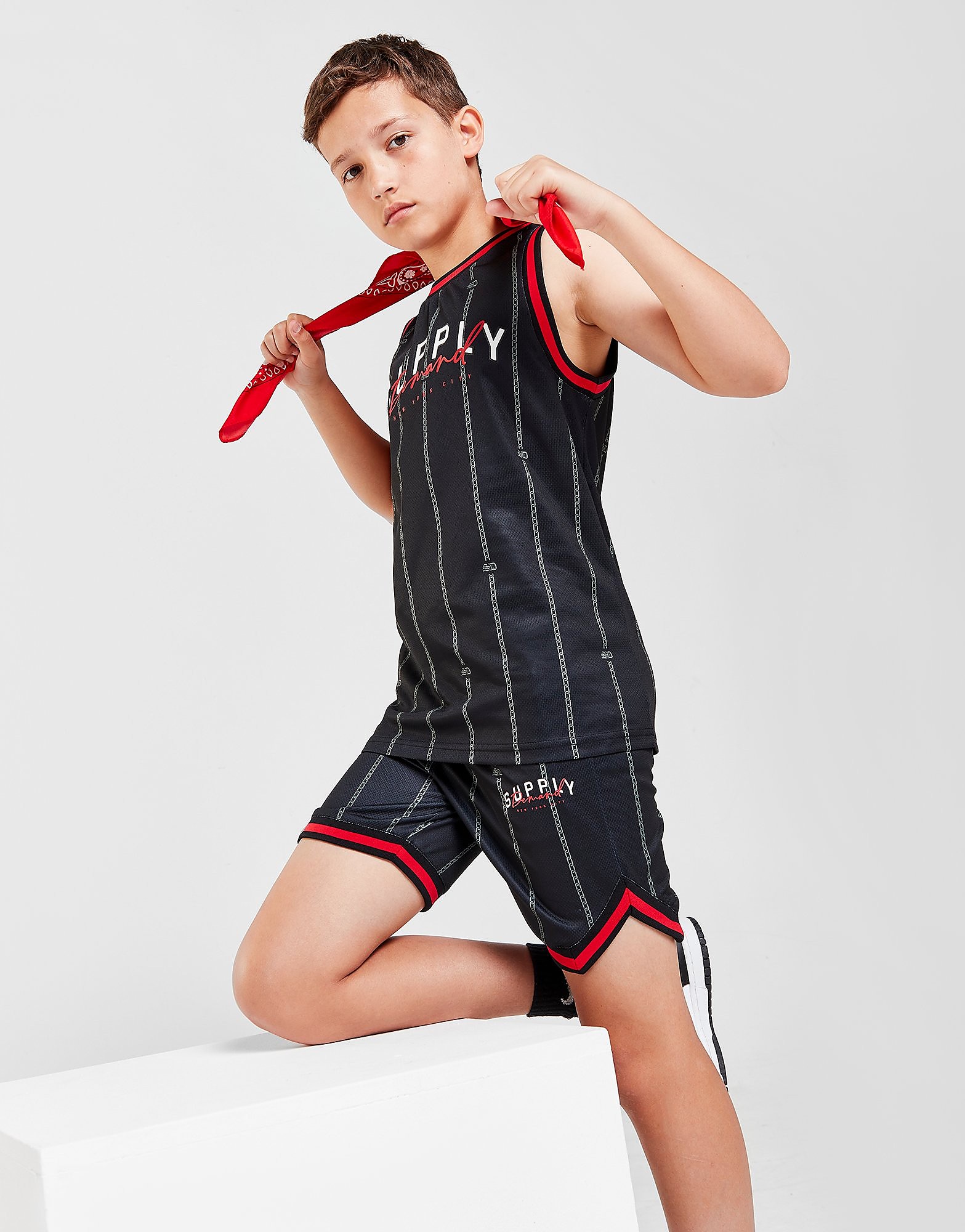

Supply & Demand Chain Pinstripe Shorts Junior - Black - Kids, Black