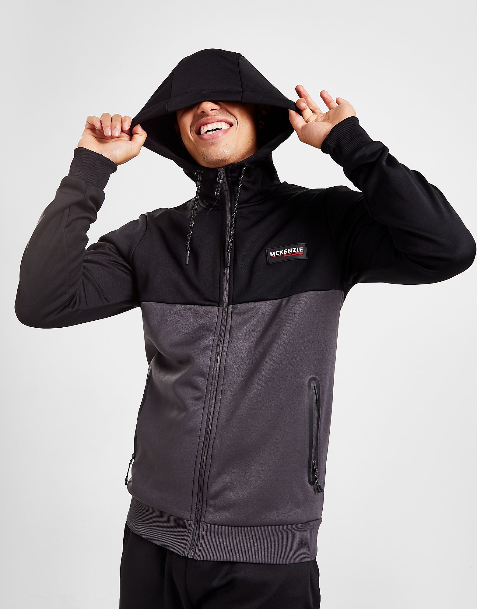 

McKenzie Poly Tech Colour Block Full Zip Hoodie - Only at JD - Black/Grey - Mens, Black/Grey
