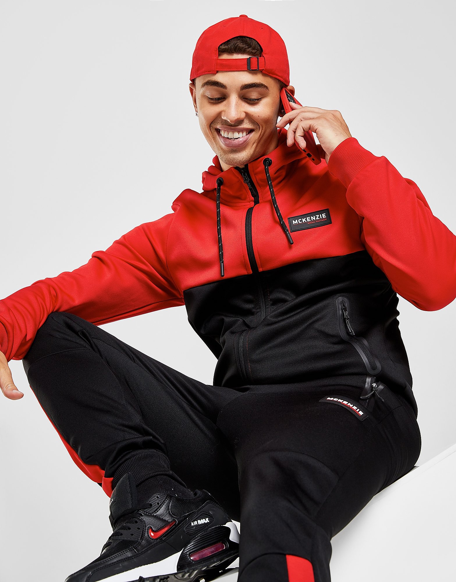

McKenzie Poly Tech Colour Block Full Zip Hoodie - Only at JD - Red - Mens, Red