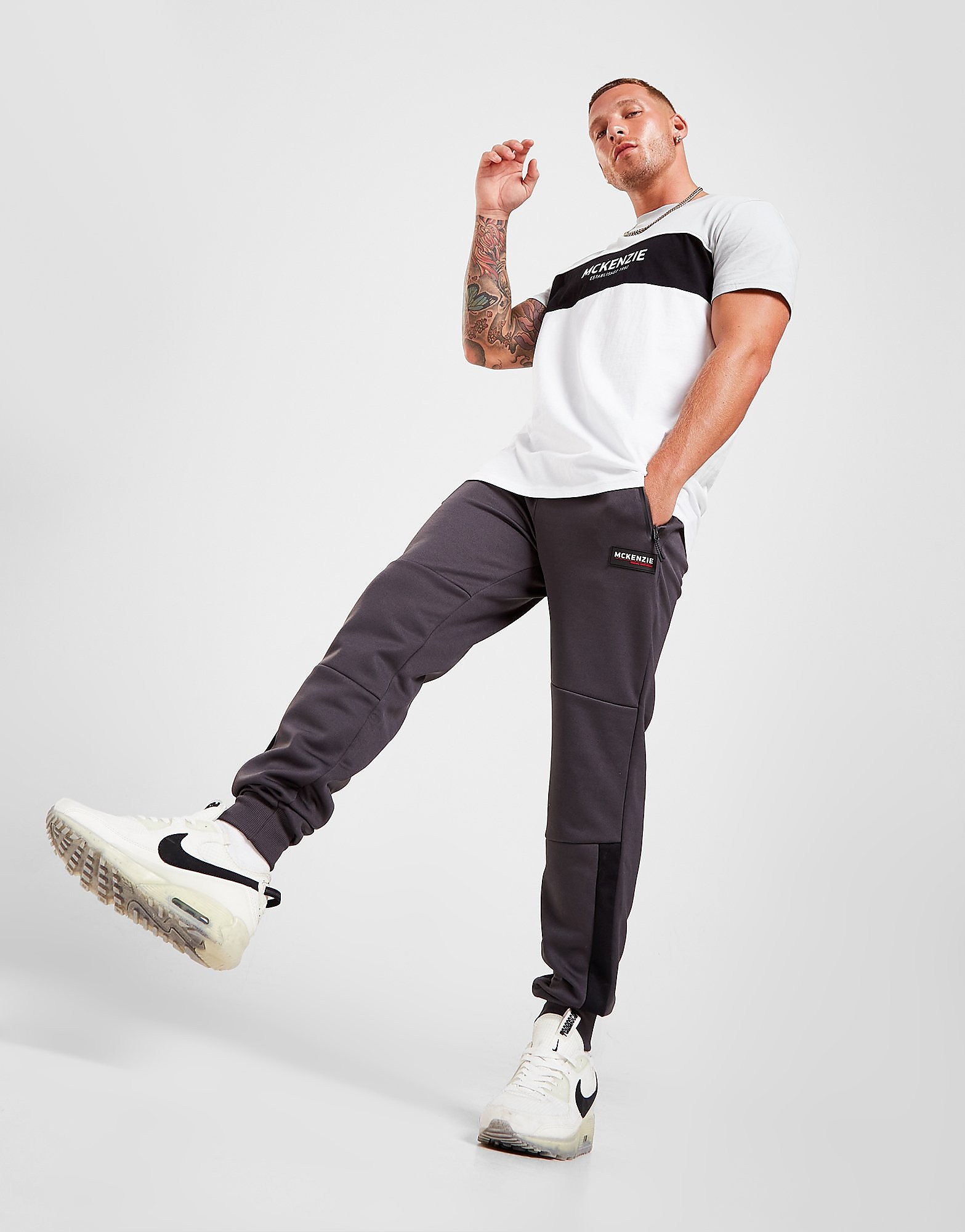 

McKenzie Poly Tech Colour Block Track Pants - Only at JD - Black - Mens, Black
