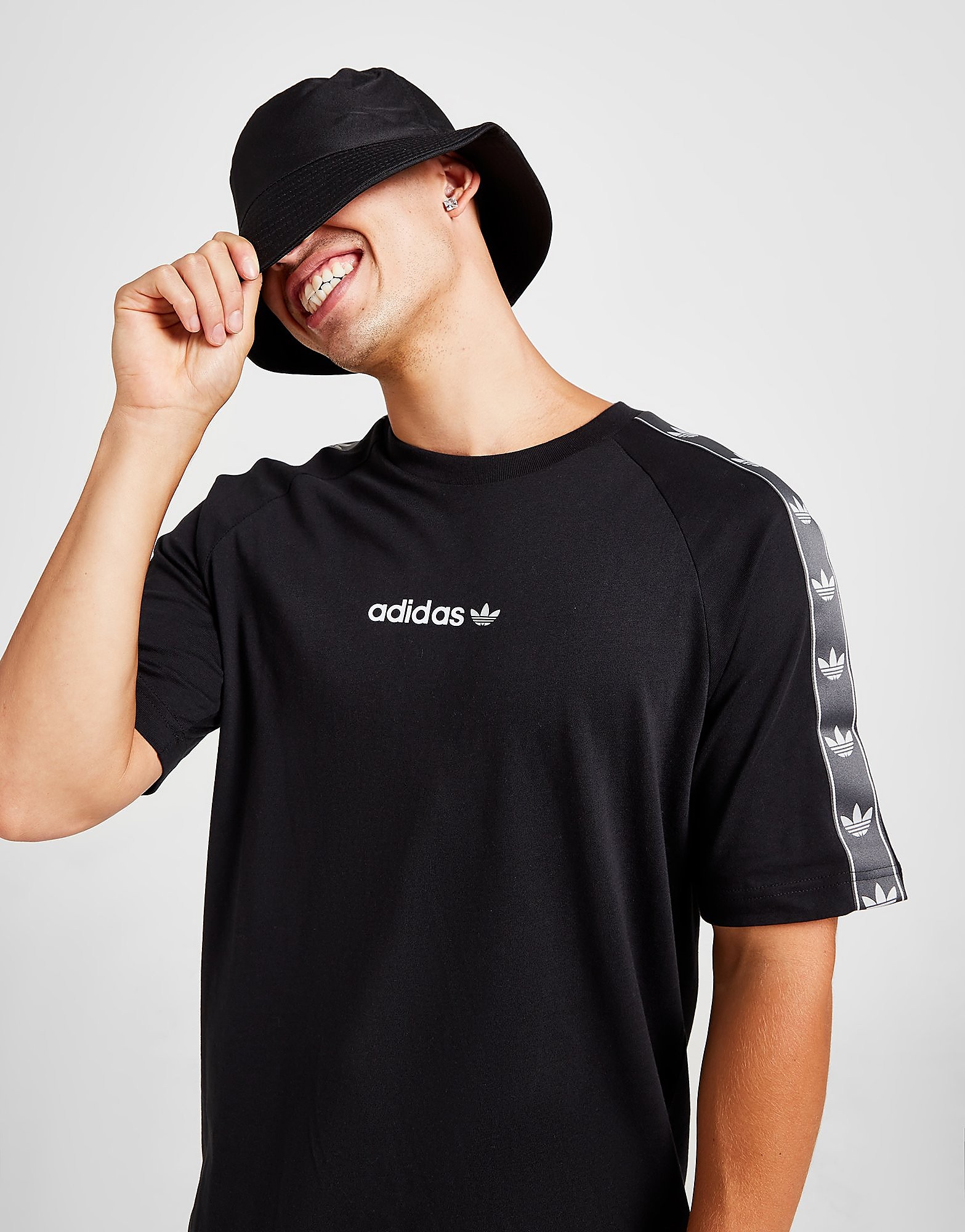 

adidas Originals Tape T-Shirt - Only at JD - Black/Black - Mens, Black/Black