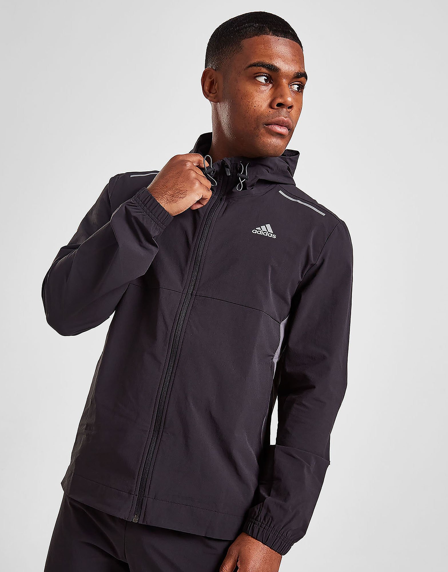 

adidas Tech Woven Full Zip Hoodie - Only at JD - Black - Mens, Black