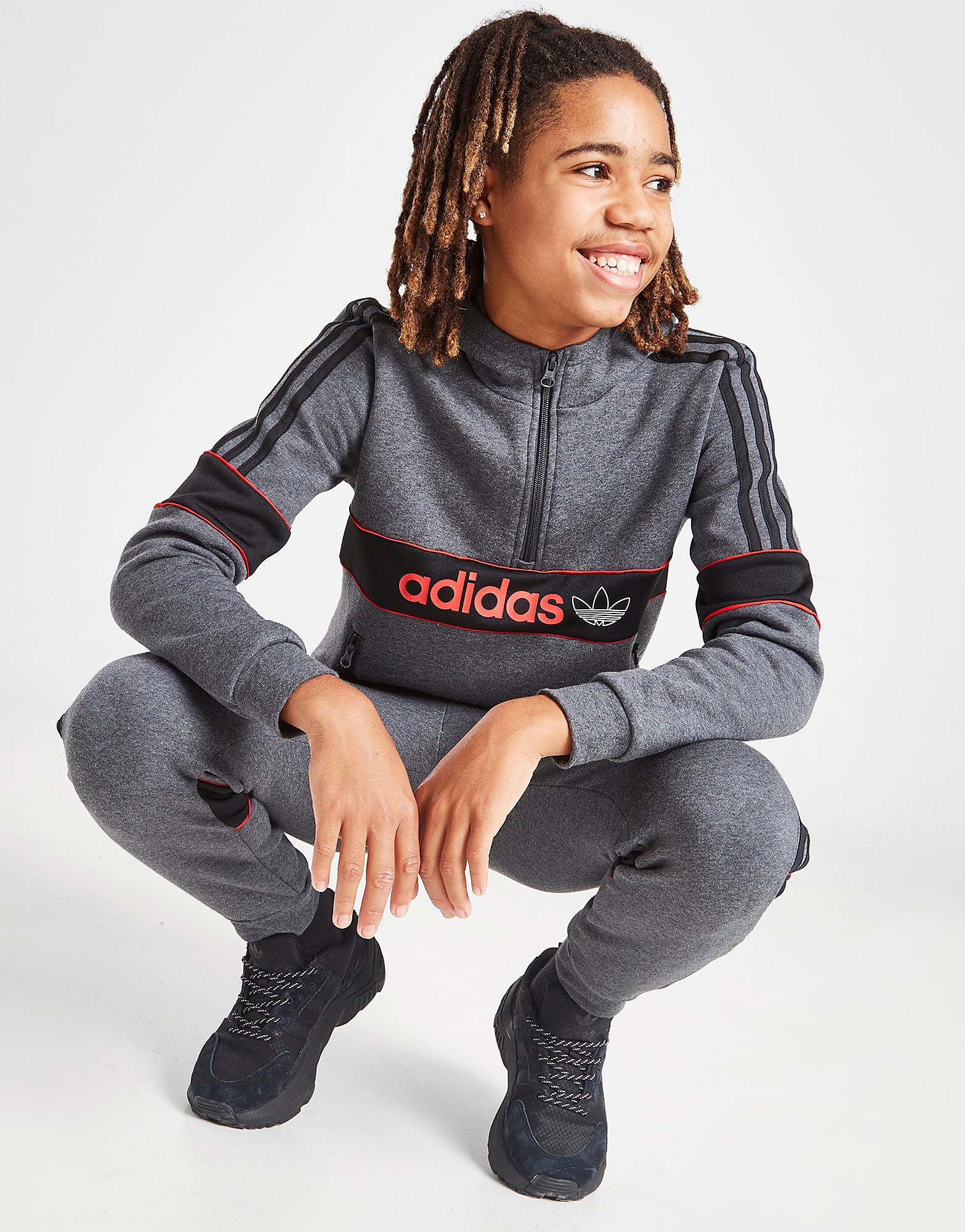 

adidas Originals Itasca 1/4 Zip Hoodie Junior - Only at JD - Grey - Kids, Grey