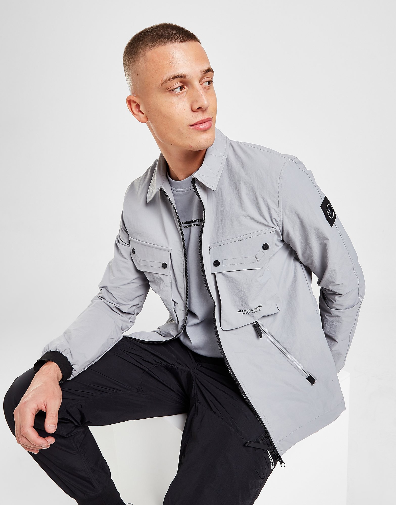 

Marshall Artist Cotton Polyamide Overshirt - Only at JD - Grey - Mens, Grey