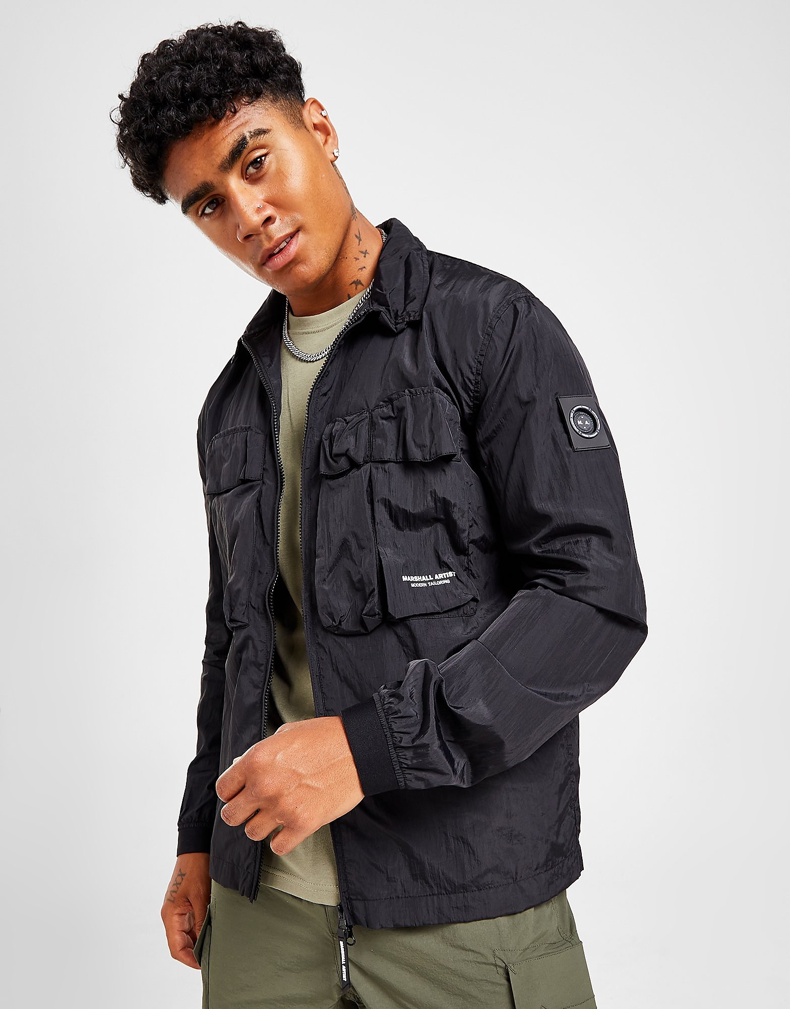 

Marshall Artist Detachable Hood Overshirt - Black - Mens, Black