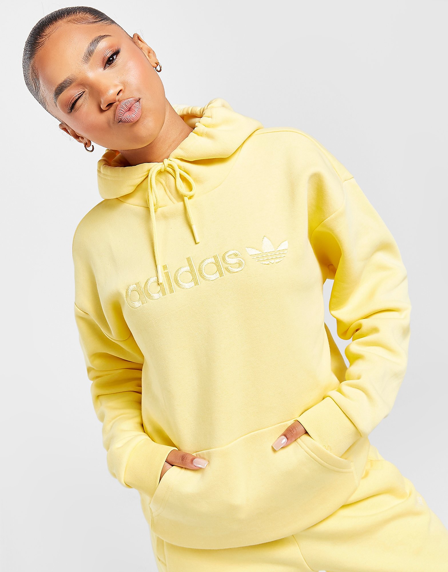 

adidas Originals Embroidered Overhead Hoodie - Only at JD - Yellow - Womens, Yellow