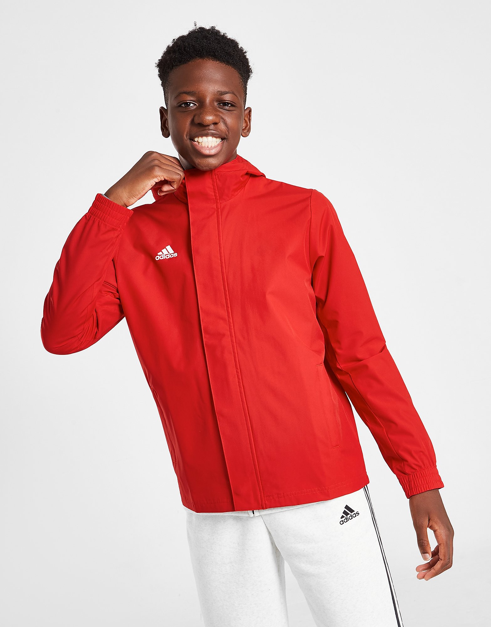 

adidas Entrada 22 Hooded Jacket Junior - Red - Kids, Red