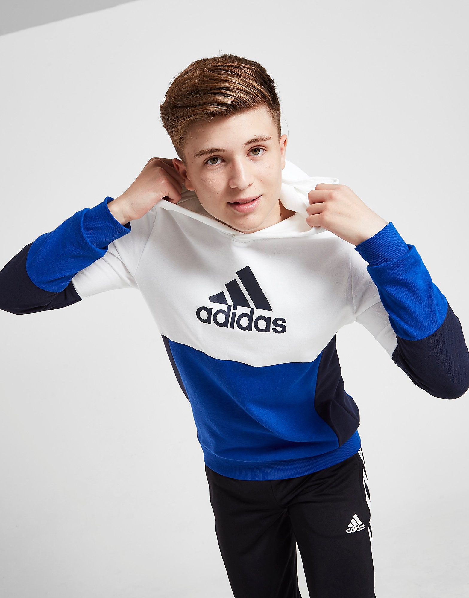 

adidas Colourblock Hoodie Junior - White / Legend Ink / Royal Blue - Kids, White / Legend Ink / Royal Blue