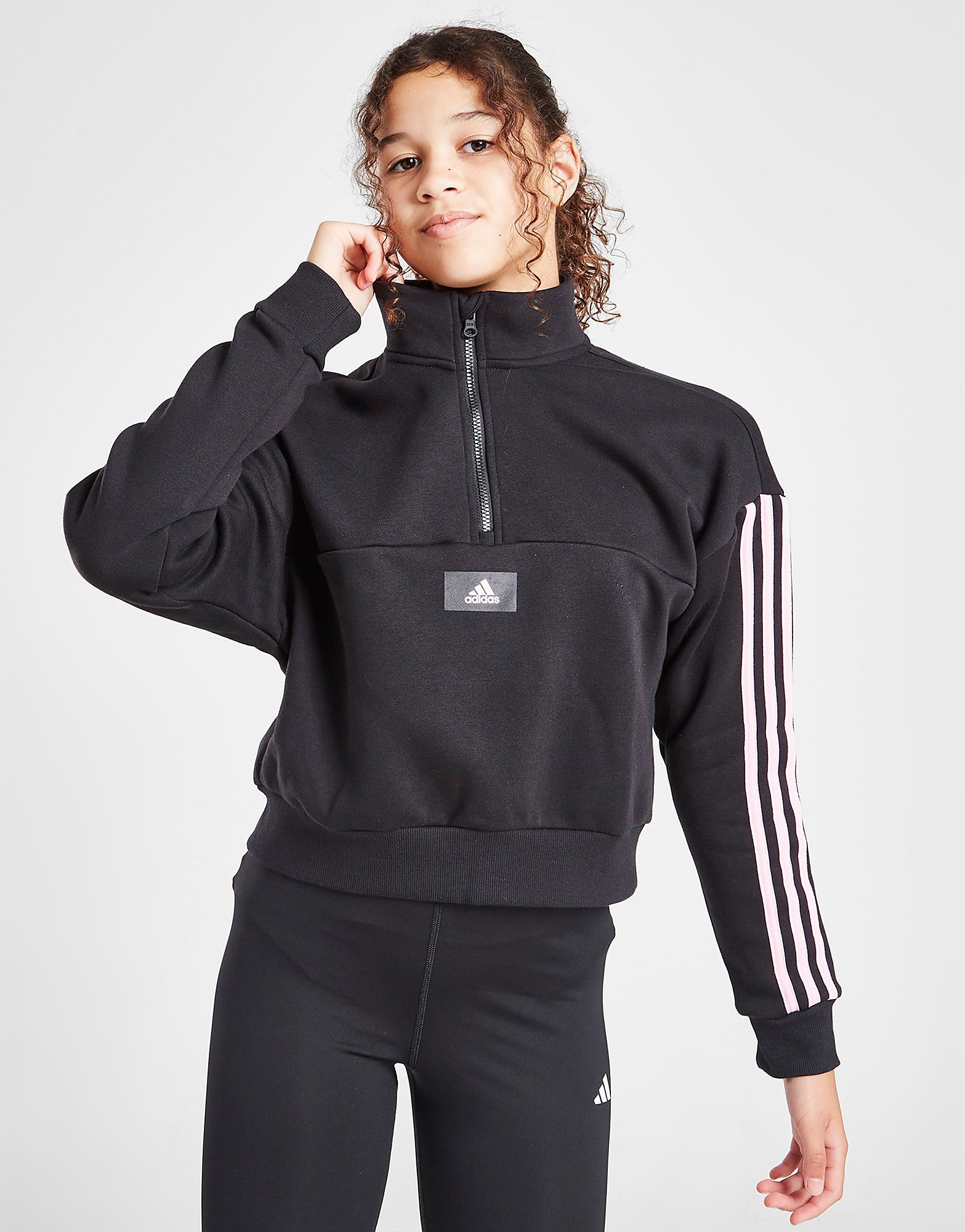 

adidas Girls' Badge Of Sport 1/2 Zip Track Top Junior - Black/B - Kids, Black/B