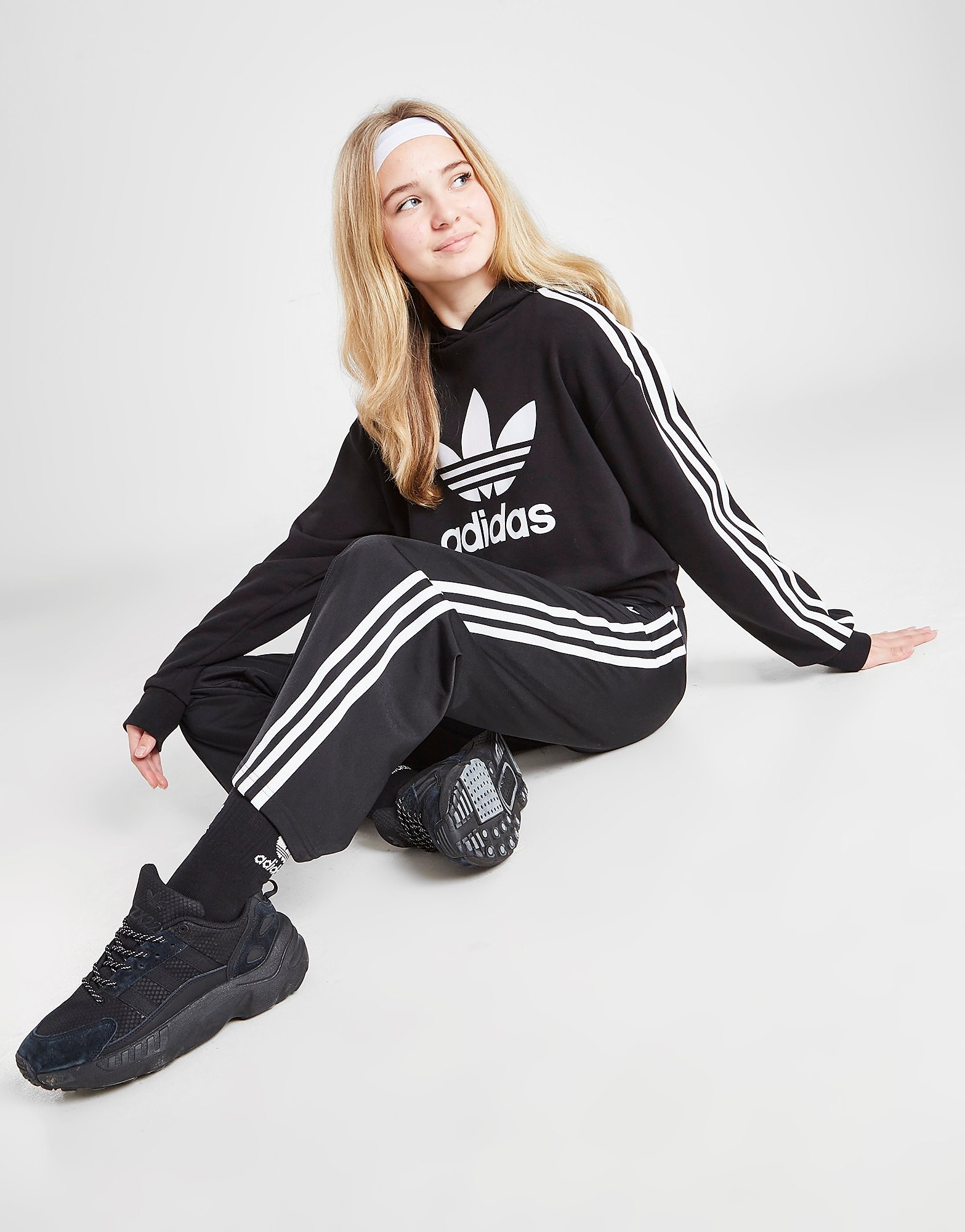 

adidas Originals Girls' Adicolor Wide Track Pants Junior - Black - Kids, Black