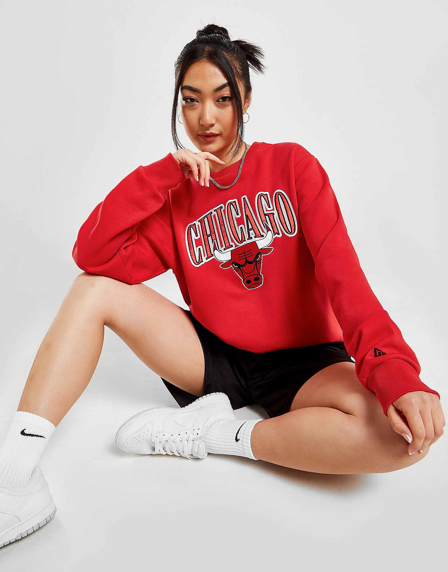 New Era Sweatshirt NBA Chicago Bulls Satin - Vermelho - Womens, Vermelho